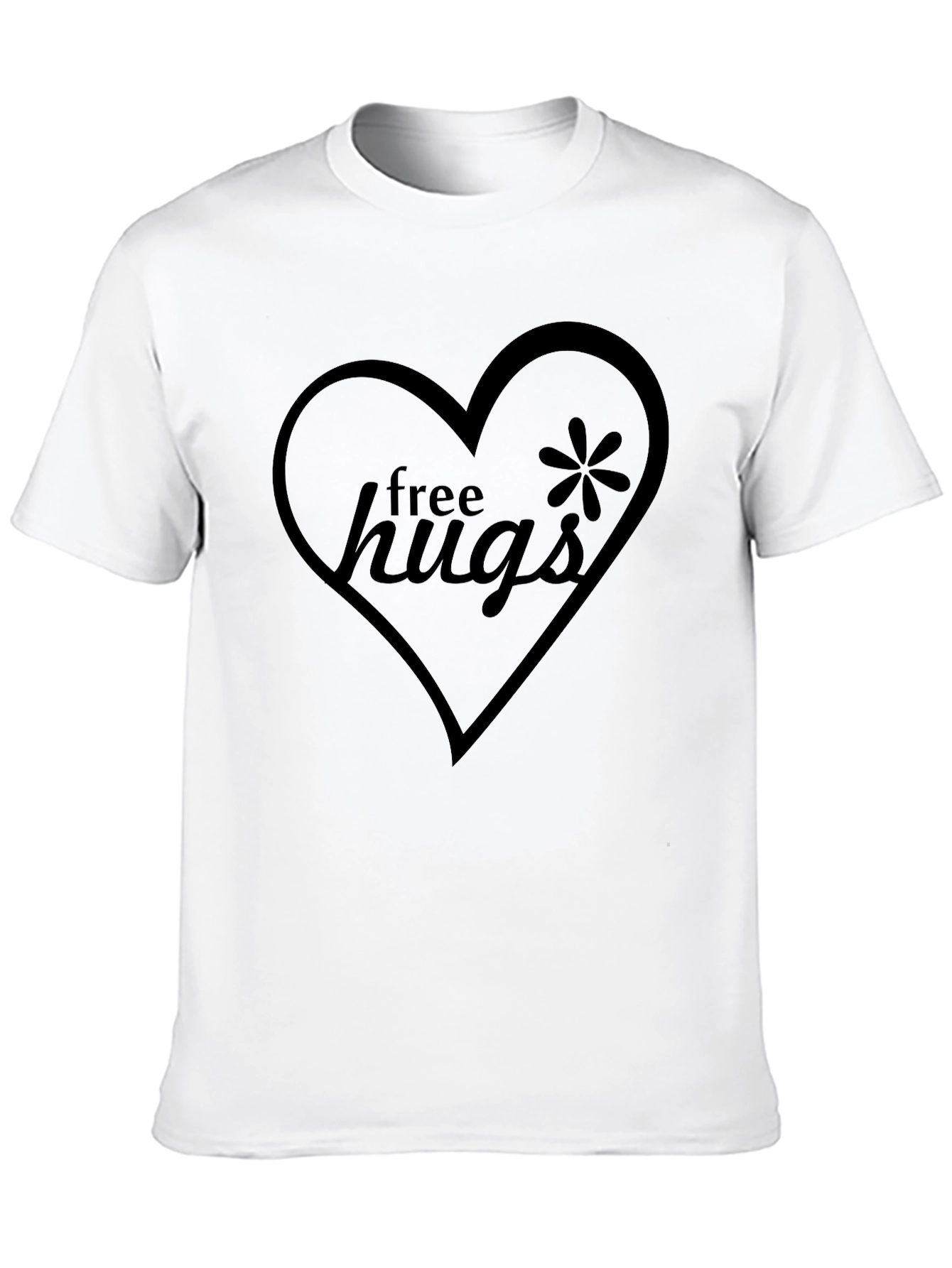 Free Hugs Heart Graphic Black T-Shirt