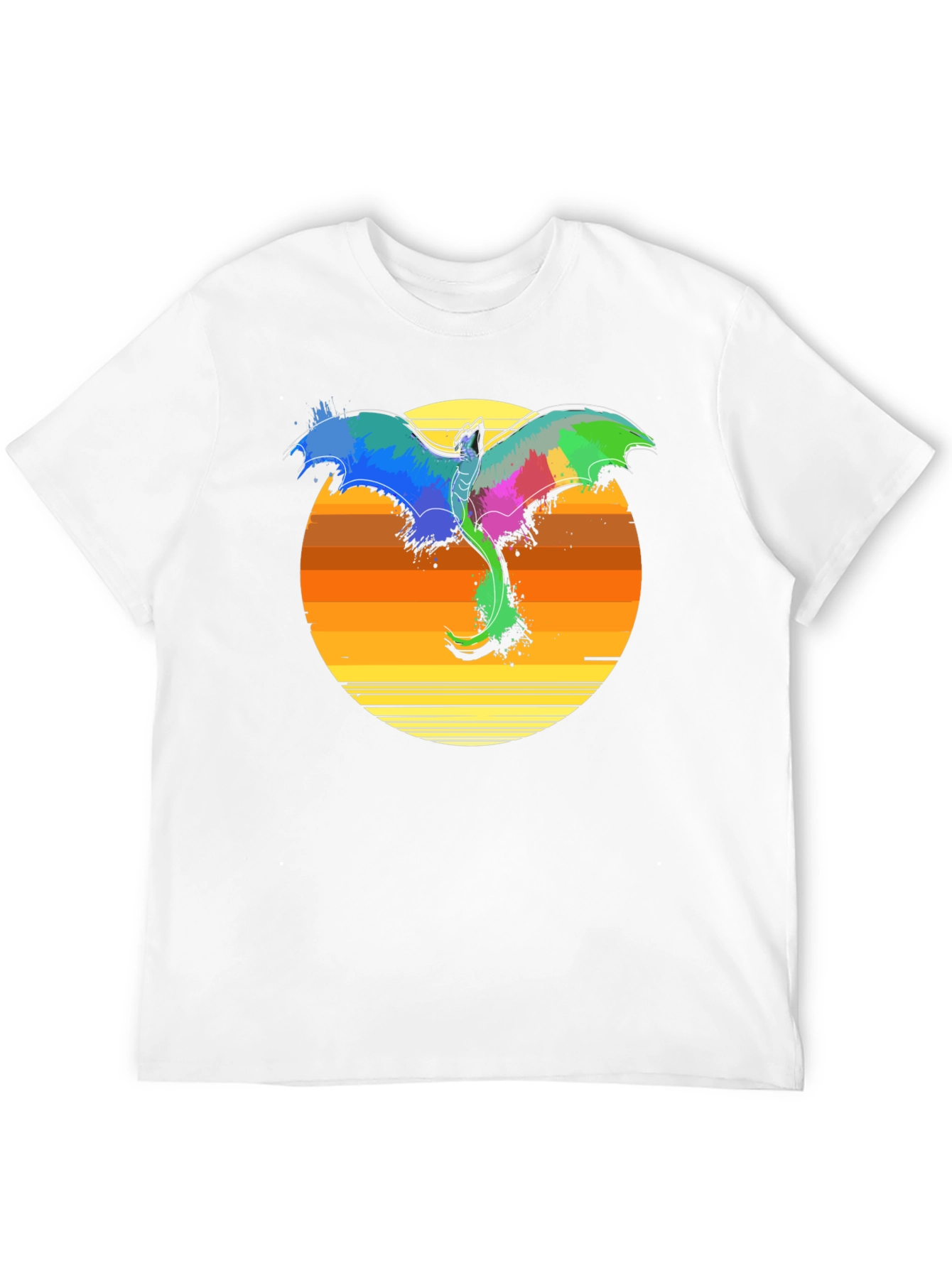 Vibrant Dragon Sunset T-Shirt - Fantasy Graphic Tee