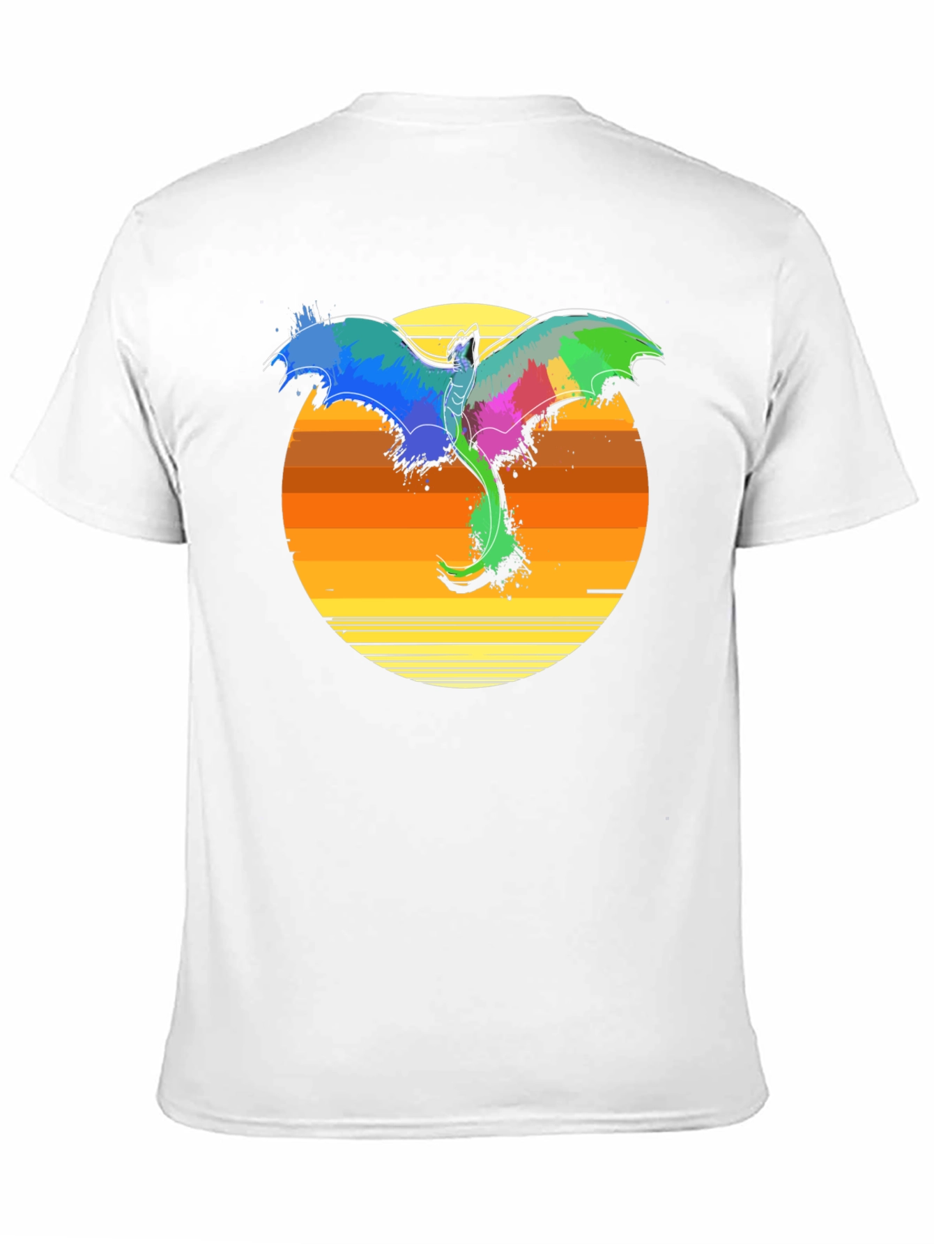 Vibrant Dragon Sunset T-Shirt - Fantasy Graphic Tee