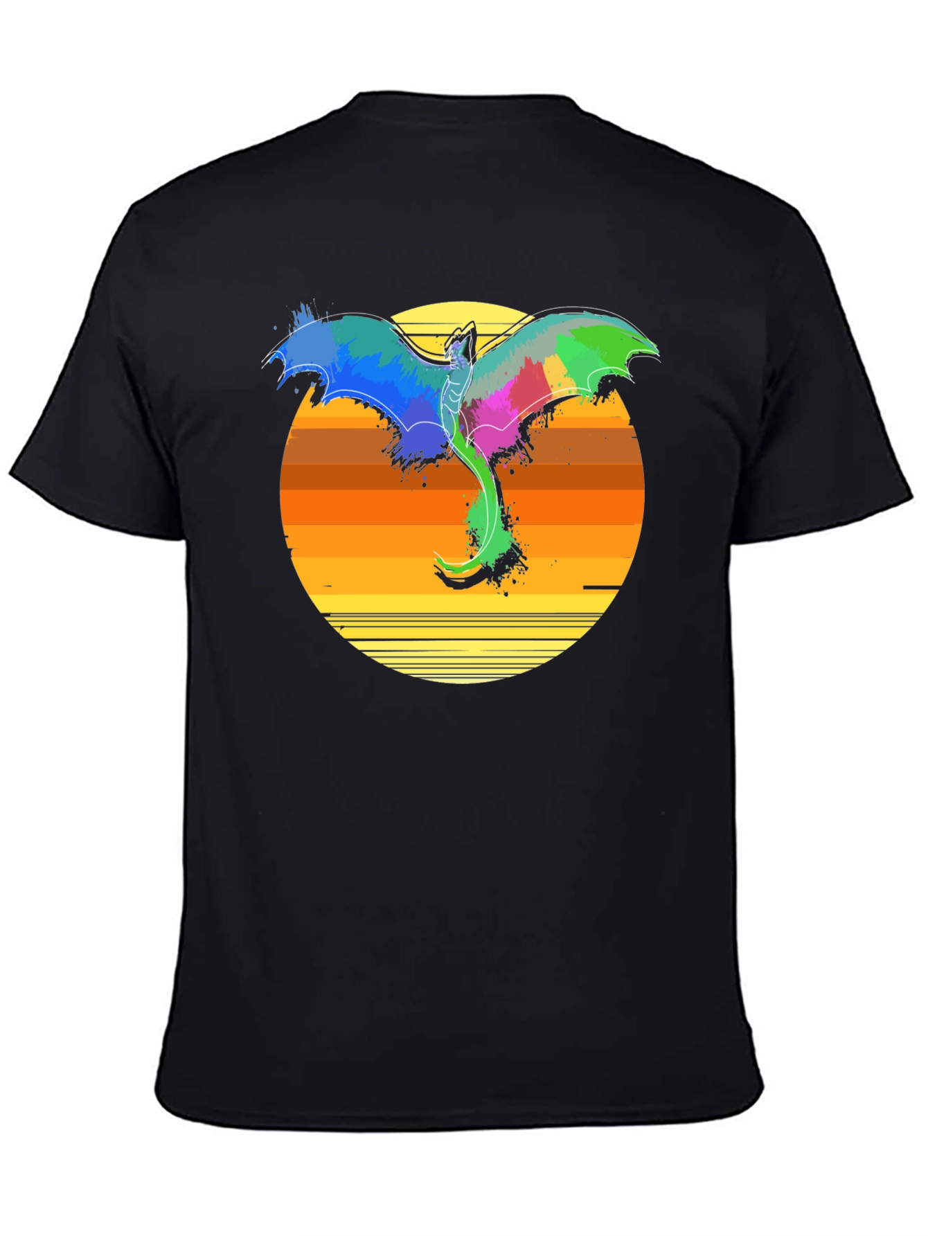 Vibrant Dragon Sunset T-Shirt - Fantasy Graphic Tee