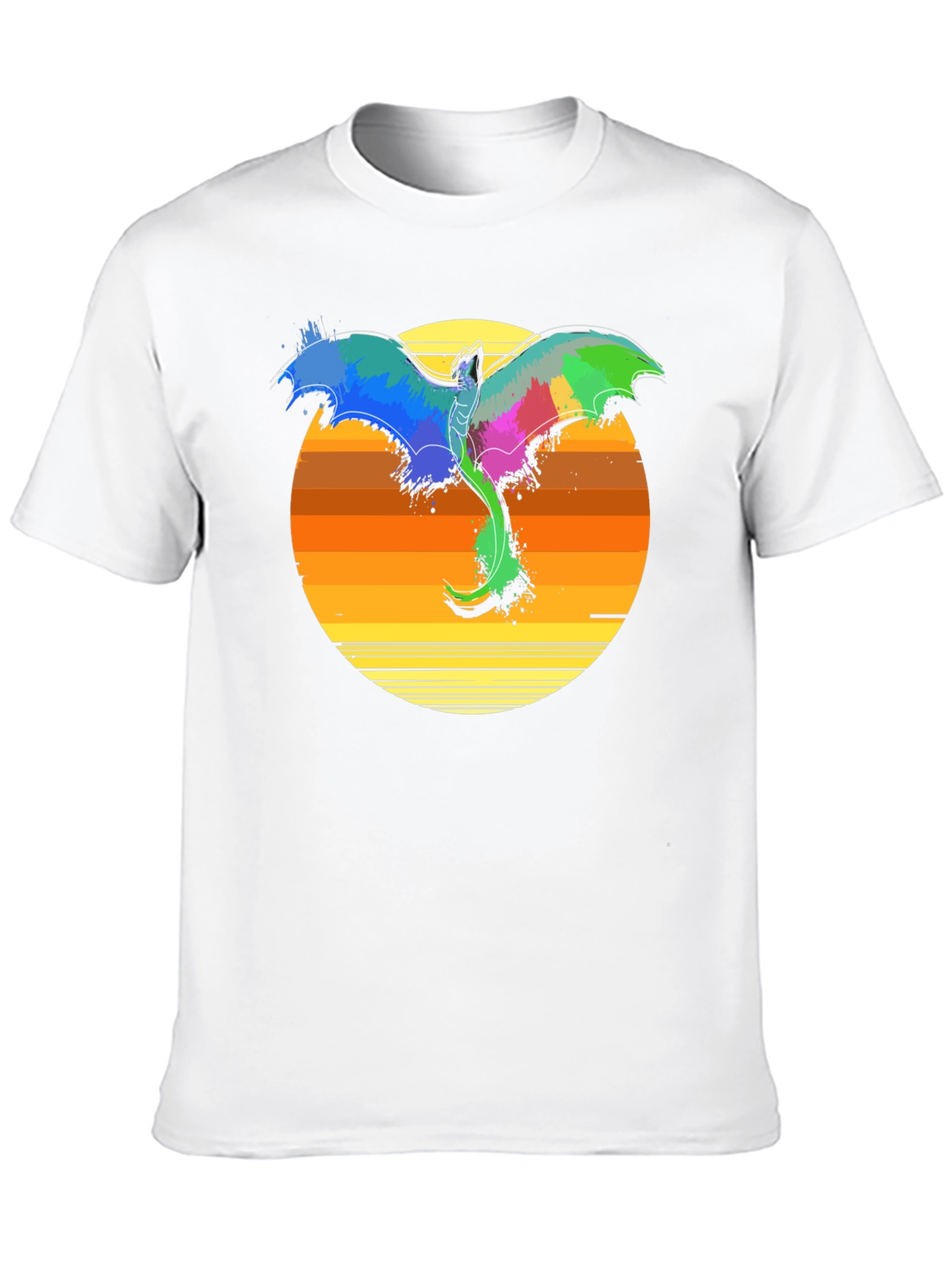 Vibrant Dragon Sunset T-Shirt - Fantasy Graphic Tee