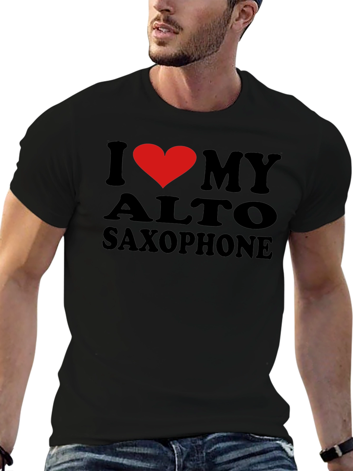 I Love My Alto Saxophone Black T-Shirt