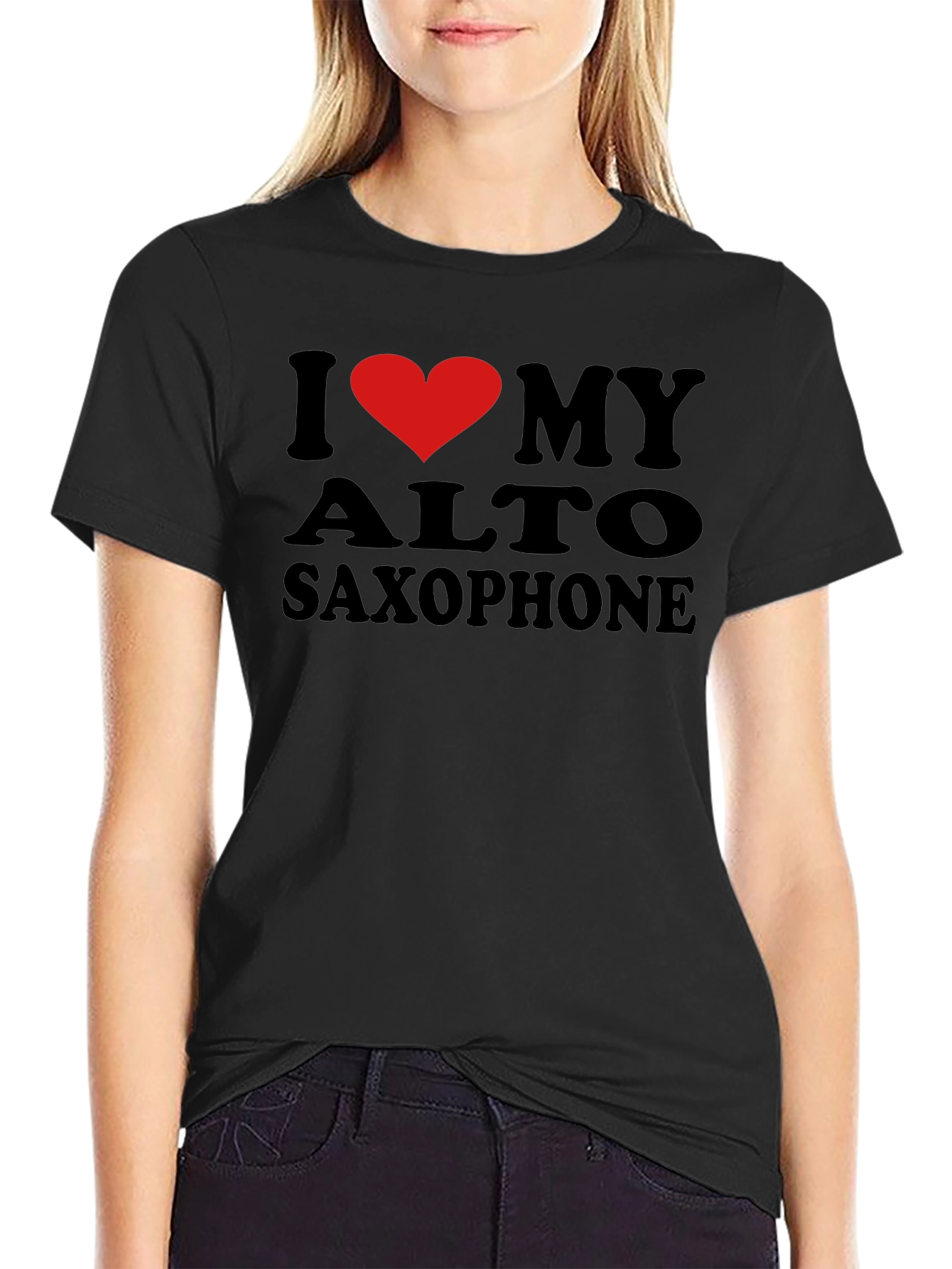I Love My Alto Saxophone Black T-Shirt