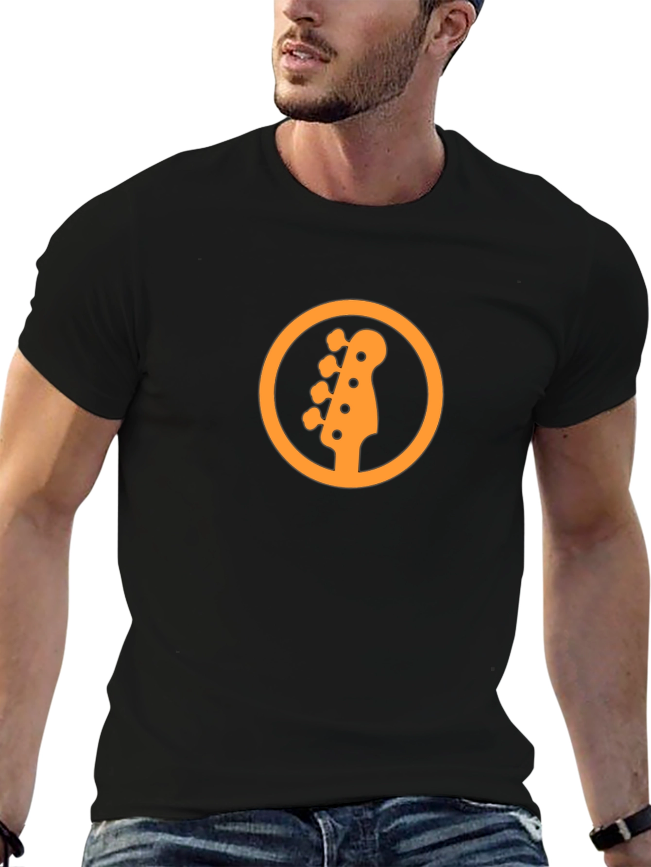 Bass Guitar Headstock Graphic Tee - Black