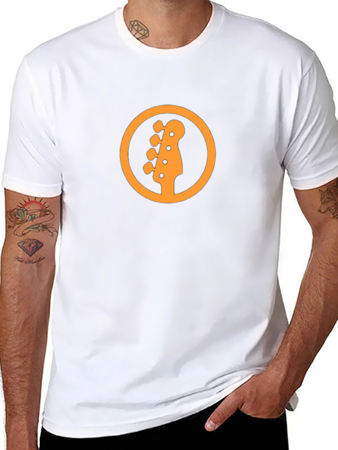 Bass Guitar Headstock Graphic Tee - Black