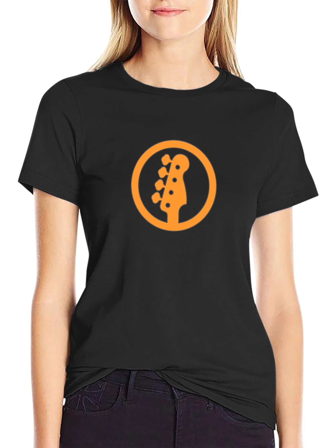 Bass Guitar Headstock Graphic Tee - Black