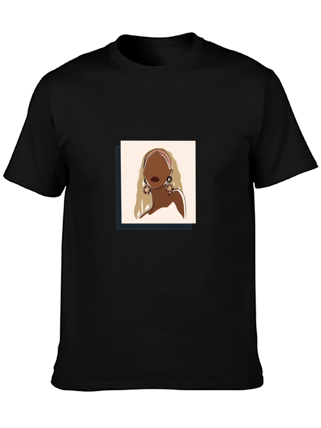 Abstract Woman Graphic Tee - Black Cotton Blend