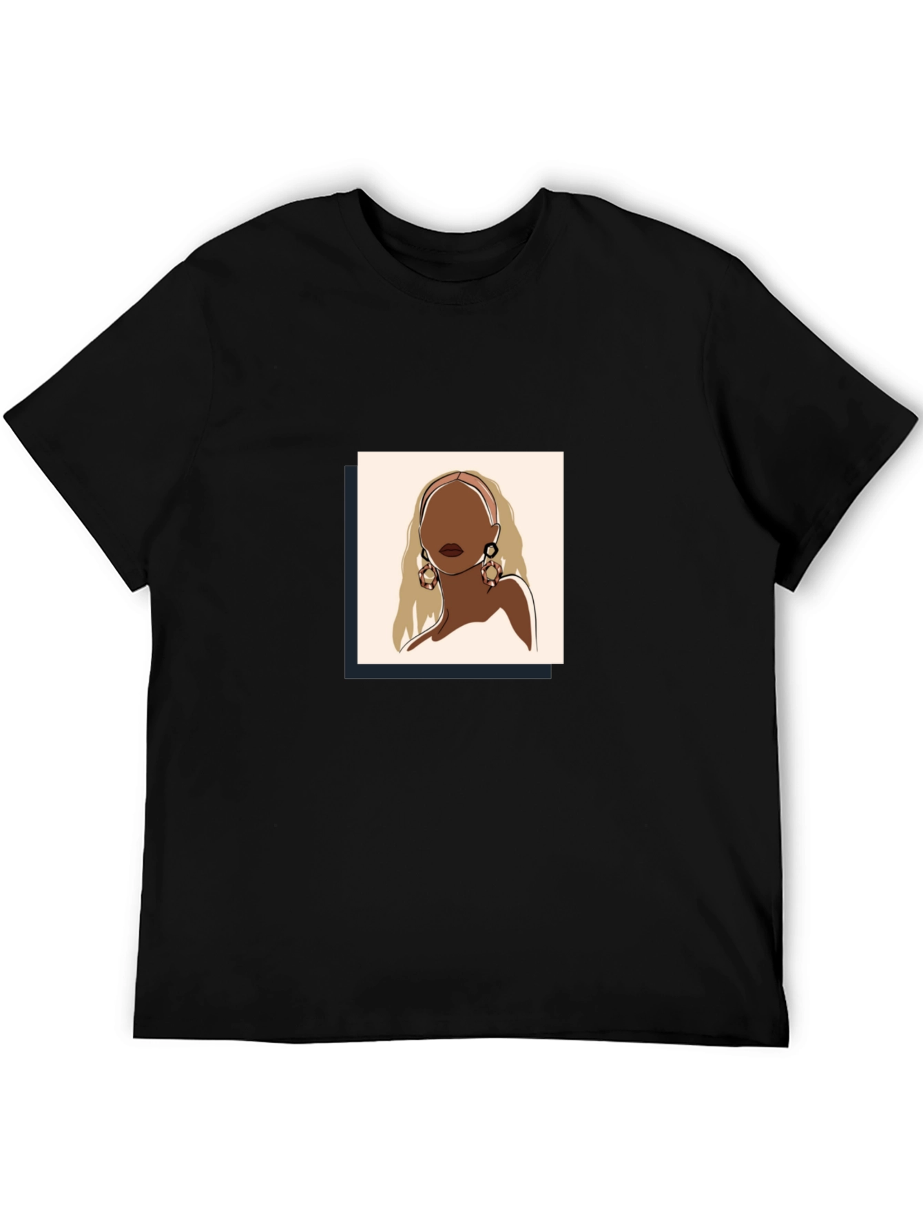 Abstract Woman Graphic Tee - Black Cotton Blend