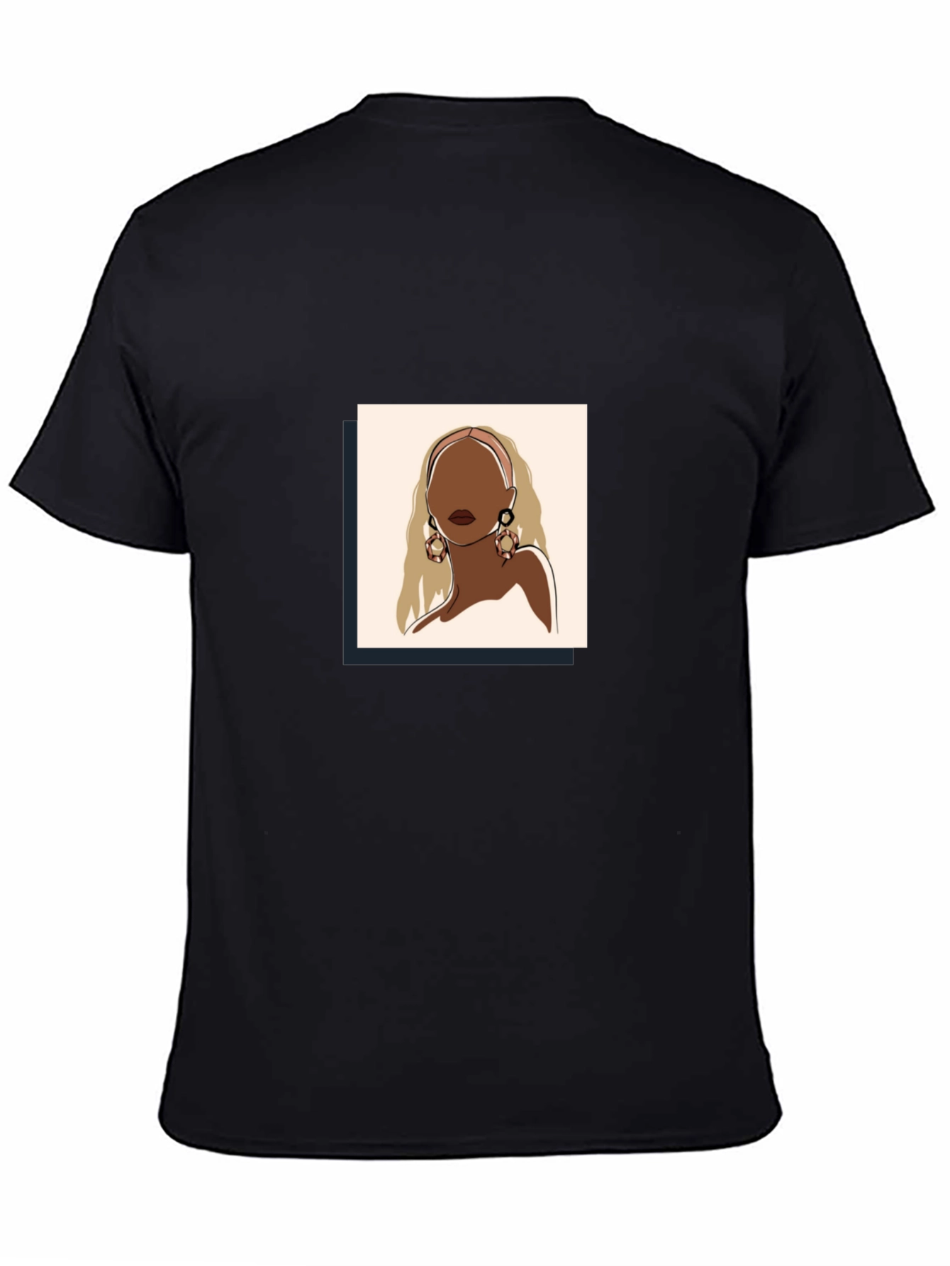 Abstract Woman Graphic Tee - Black Cotton Blend