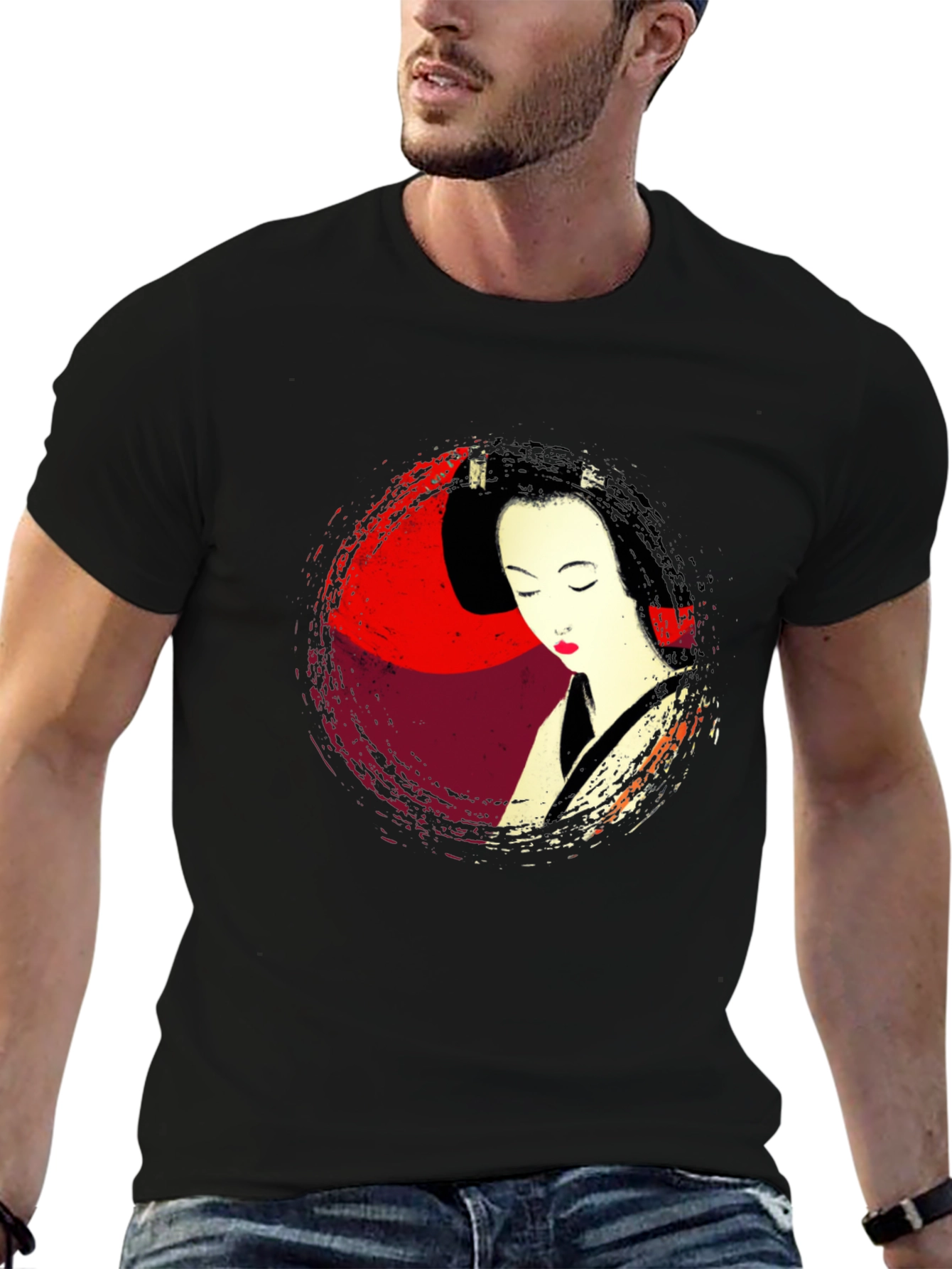 Geisha Graphic Print Mens T-Shirt