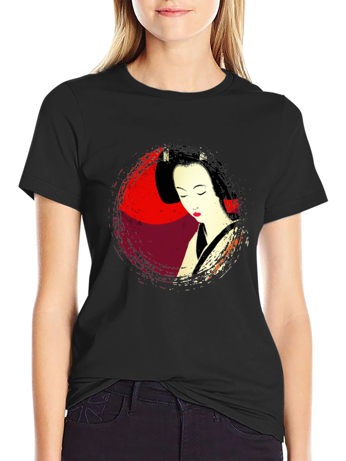 Geisha Graphic Print Mens T-Shirt