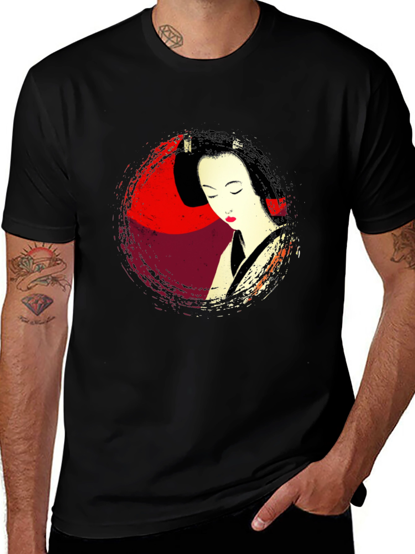 Geisha Graphic Print Mens T-Shirt