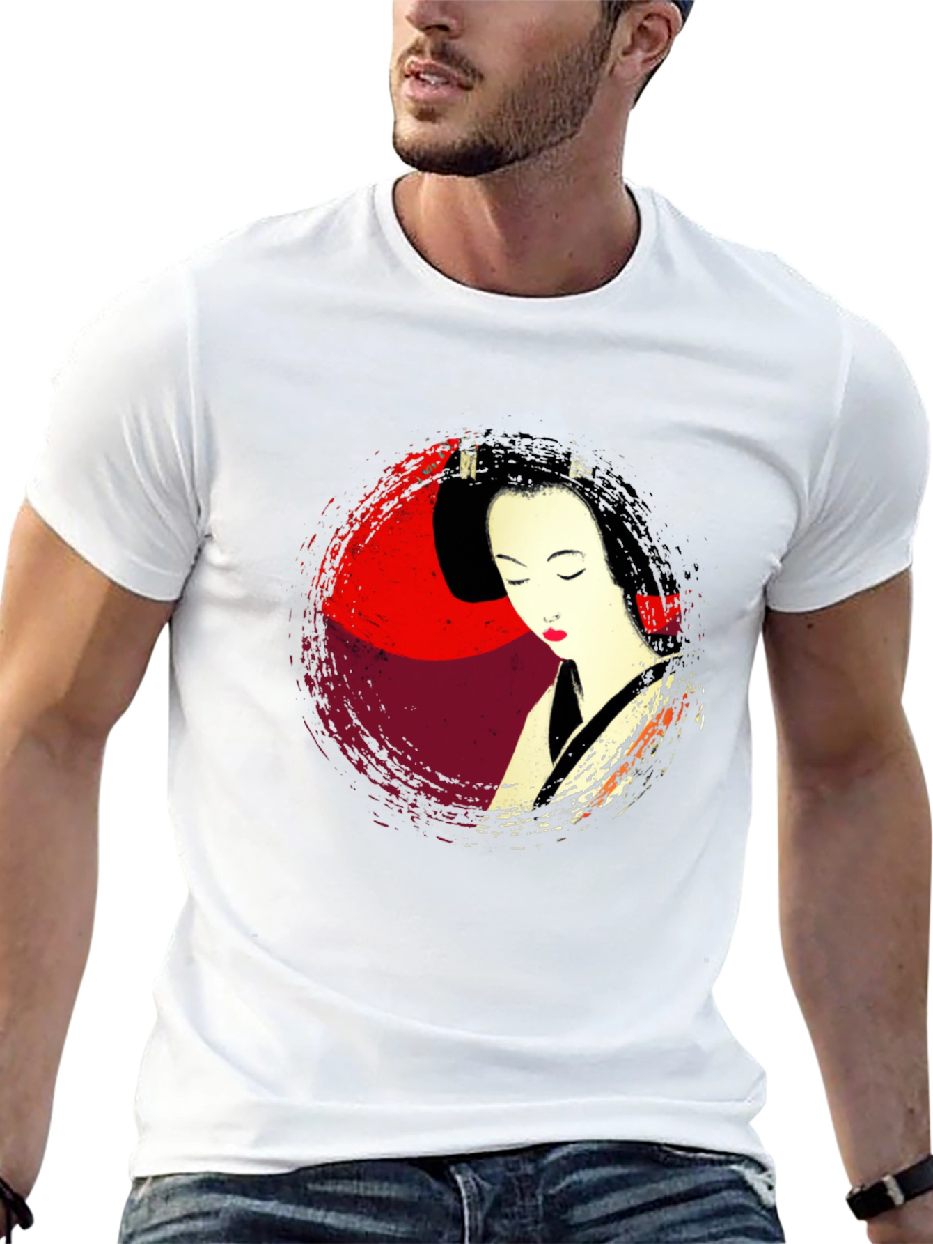 Geisha Graphic Print Mens T-Shirt