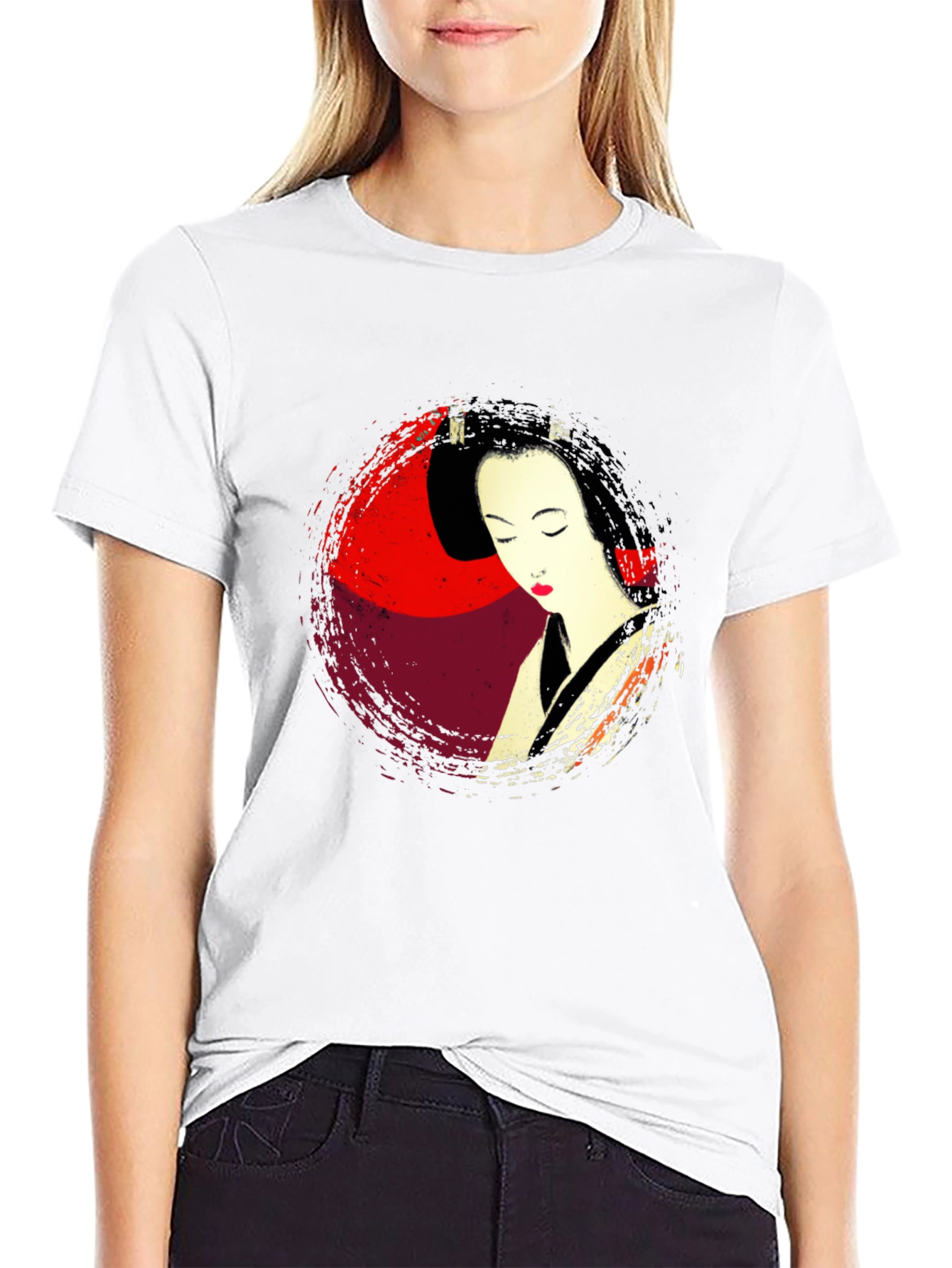 Geisha Graphic Print Mens T-Shirt