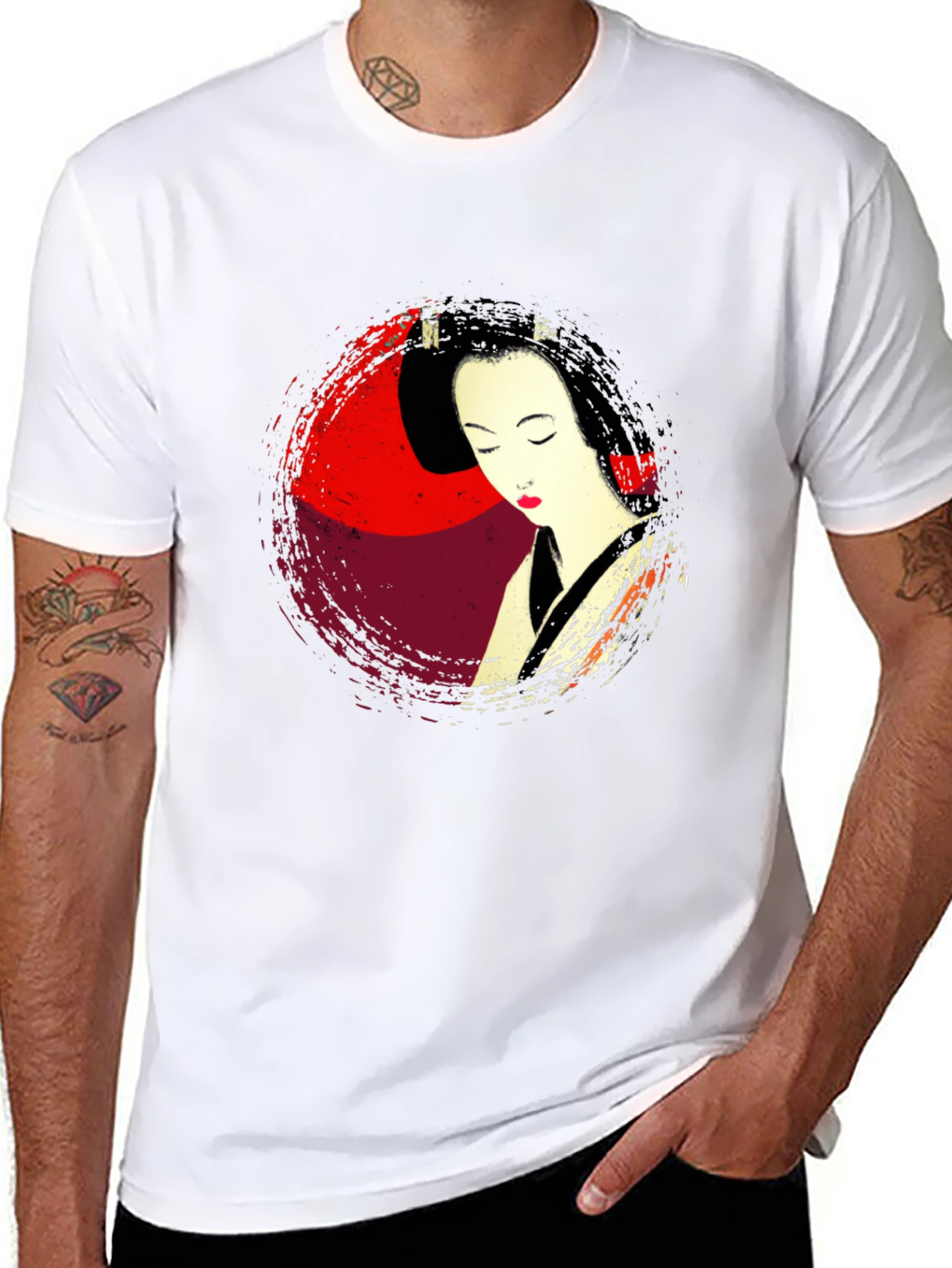 Geisha Graphic Print Mens T-Shirt