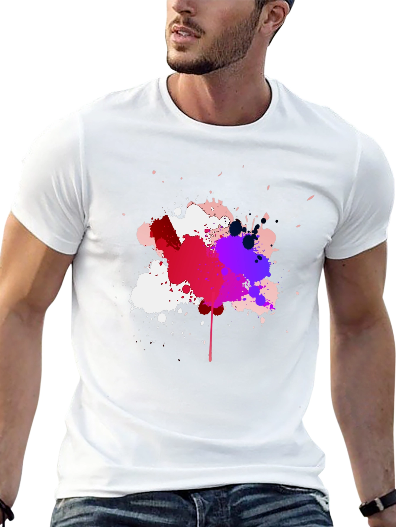 Abstract Splatter T-Shirt - Mens Black Tee