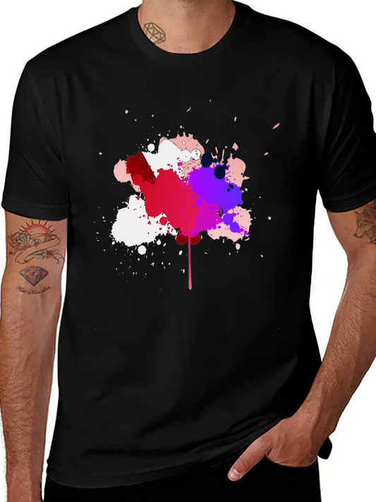 Abstract Splatter T-Shirt - Mens Black Tee