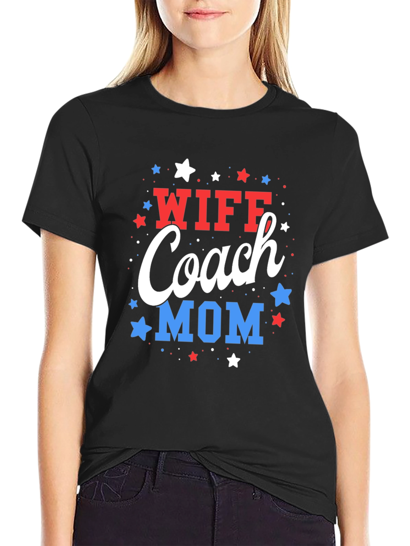 Wife Coach Mom T-Shirt - Patriotic Design