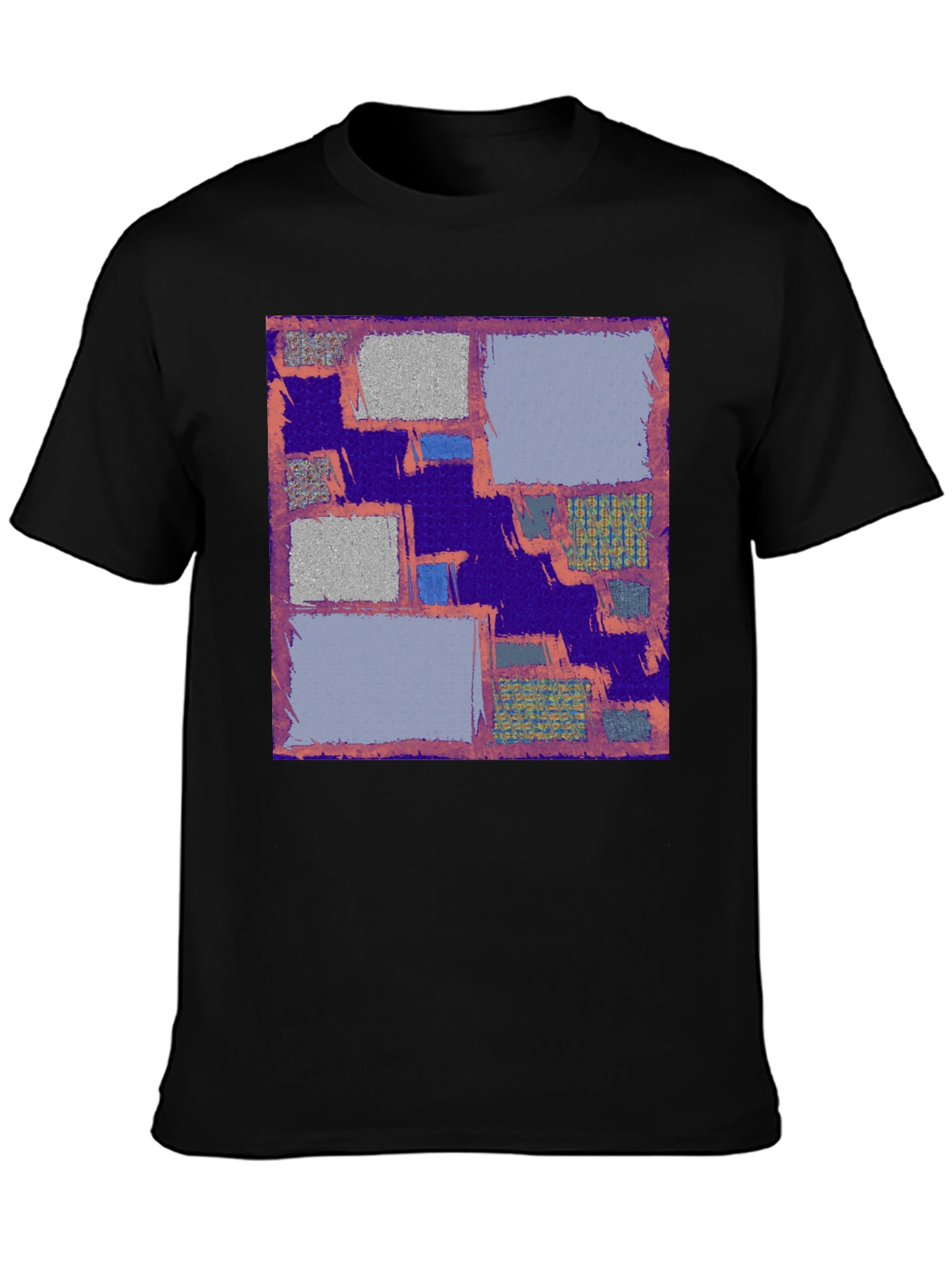 Abstract Block Print Mens Black T-Shirt