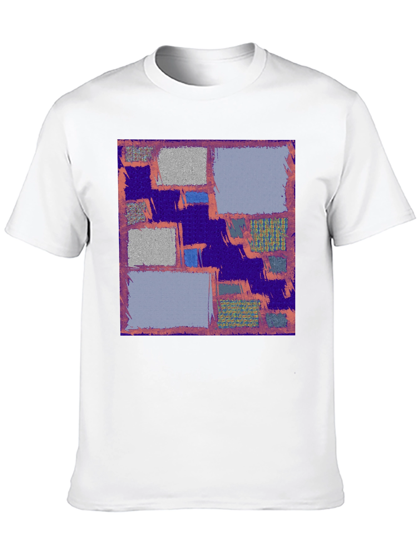 Abstract Block Print Mens Black T-Shirt