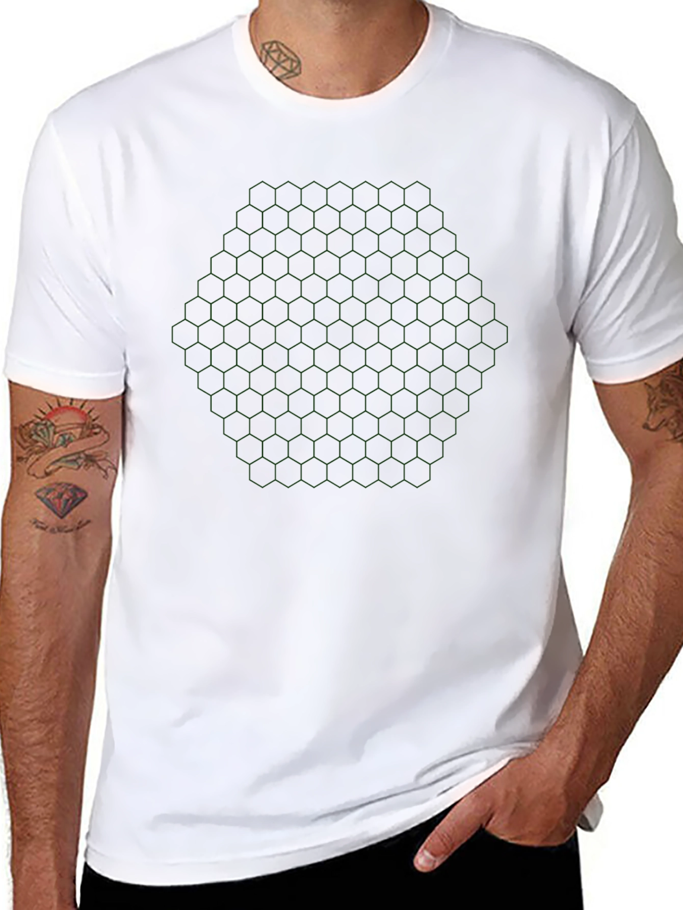 Hexagon Pattern Black T-Shirt