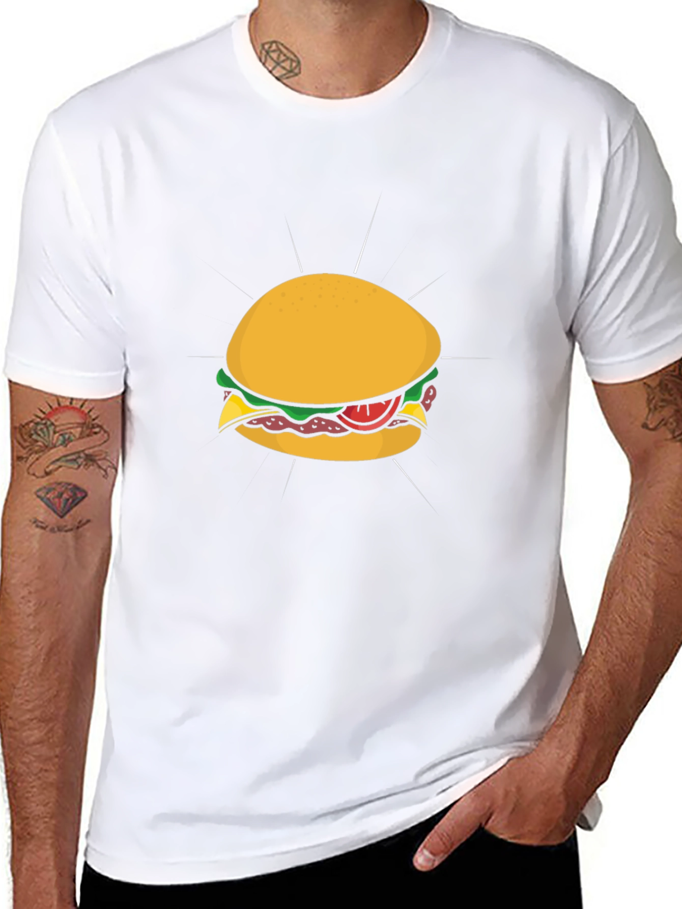 Burger Graphic Tee - Casual Style Black T-Shirt