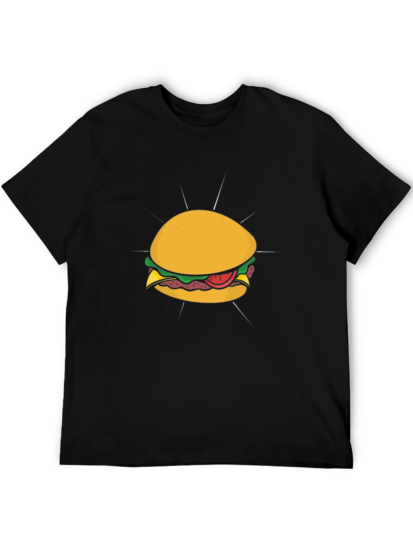 Burger Graphic Tee - Casual Style Black T-Shirt