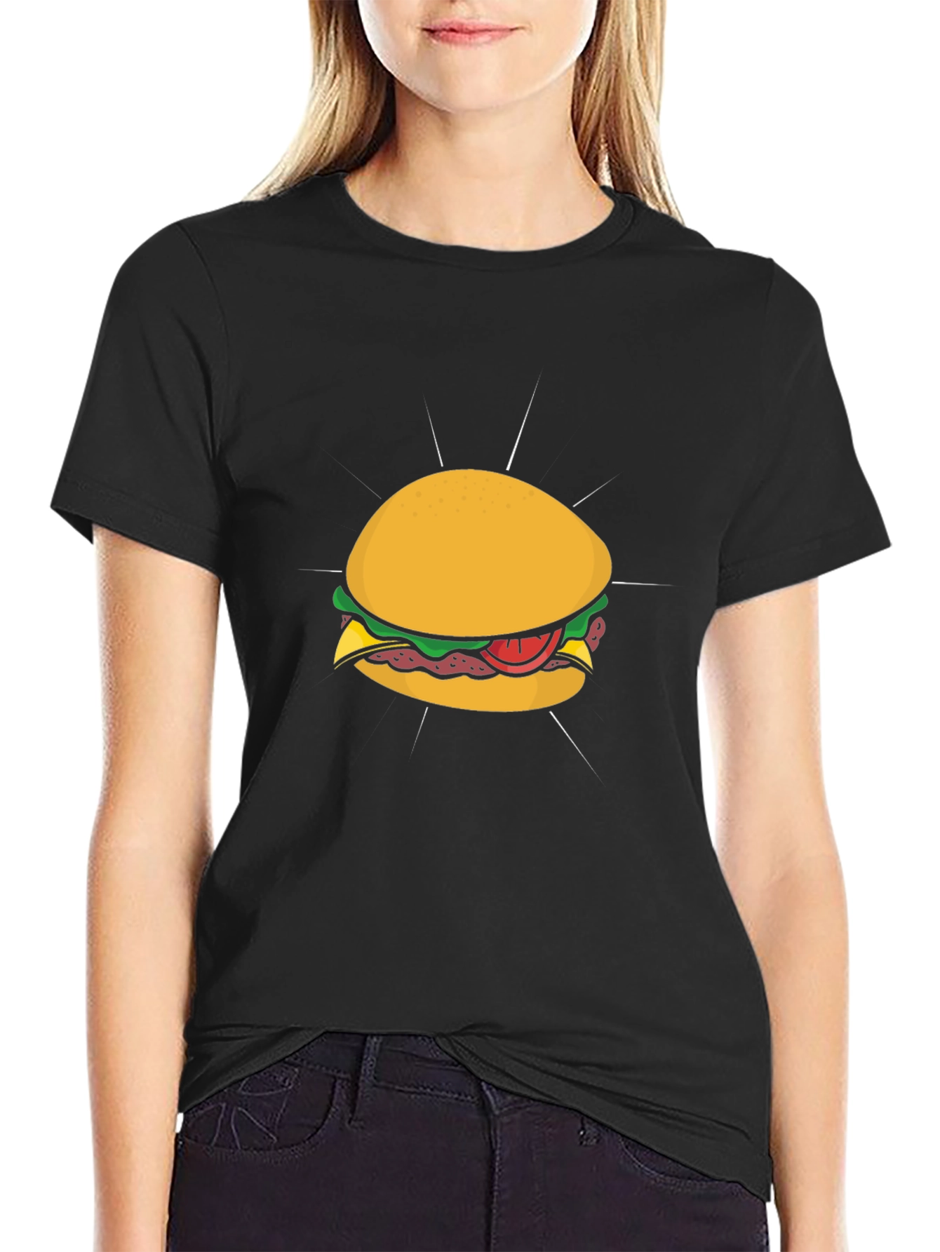 Burger Graphic Tee - Casual Style Black T-Shirt