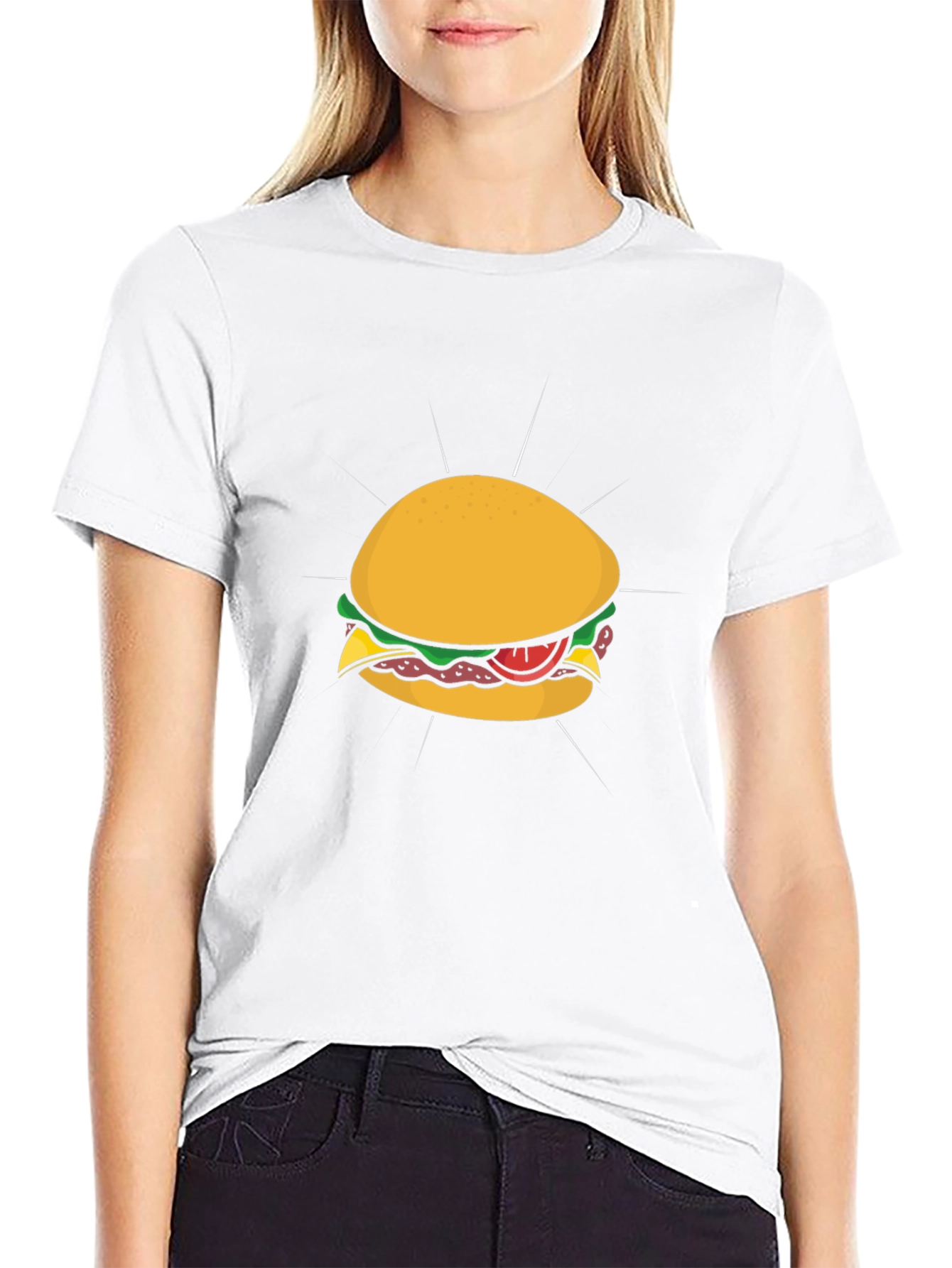 Burger Graphic Tee - Casual Style Black T-Shirt
