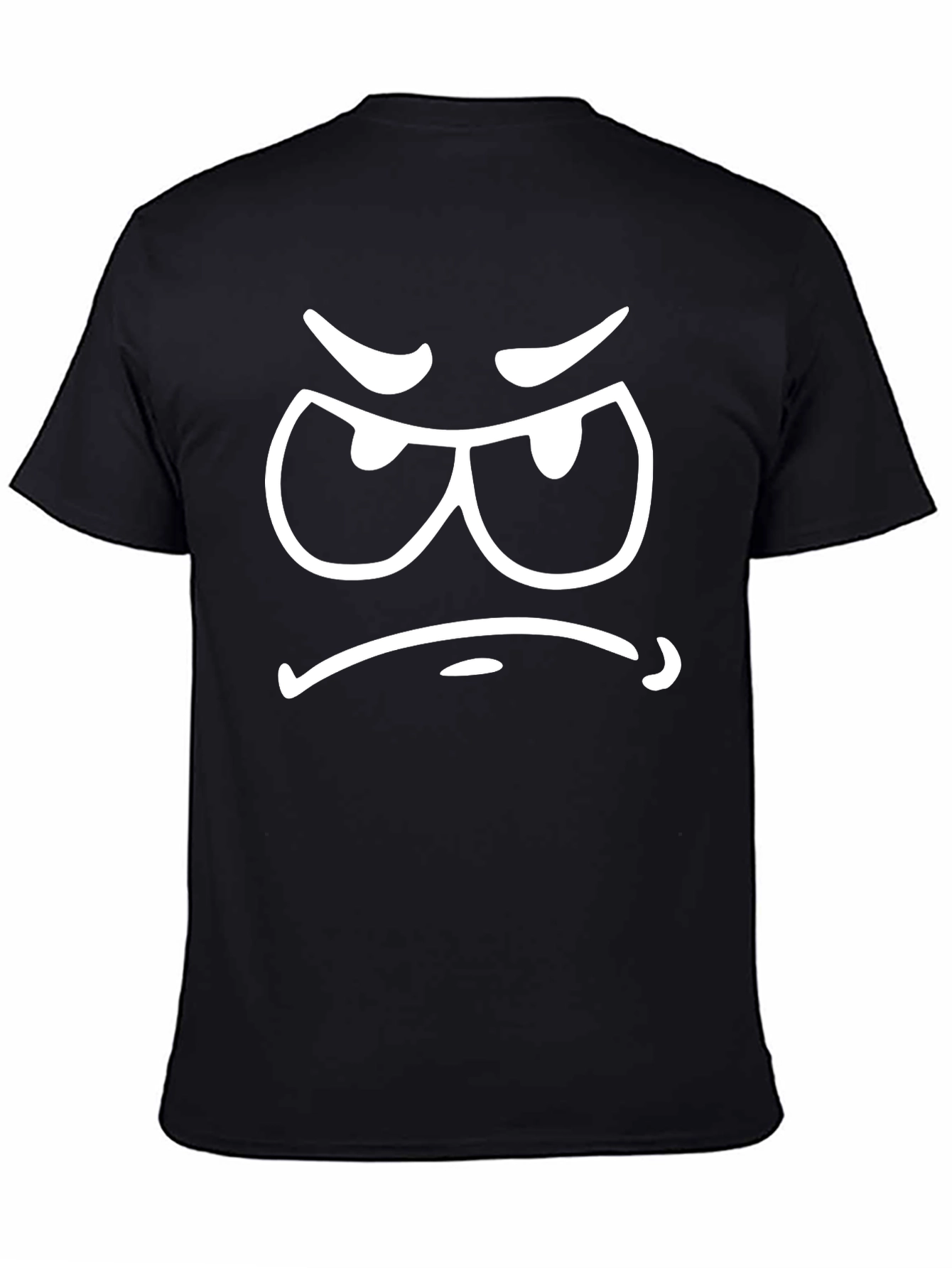 Grumpy Face Black Cotton Graphic Tee