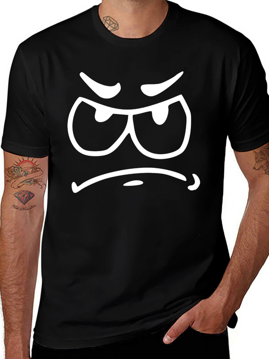 Grumpy Face Black Cotton Graphic Tee