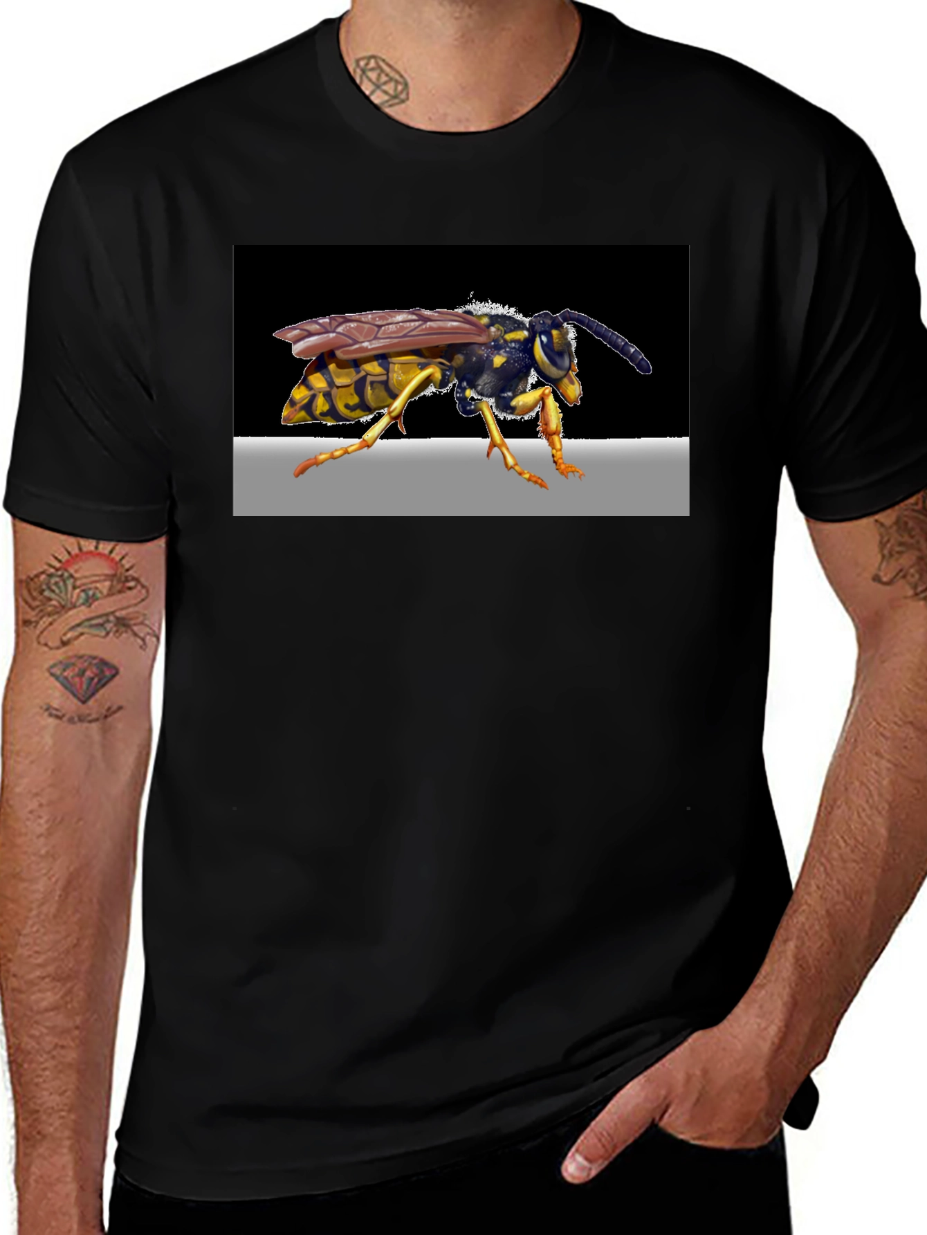 Wasp Graphic Print Black T-Shirt