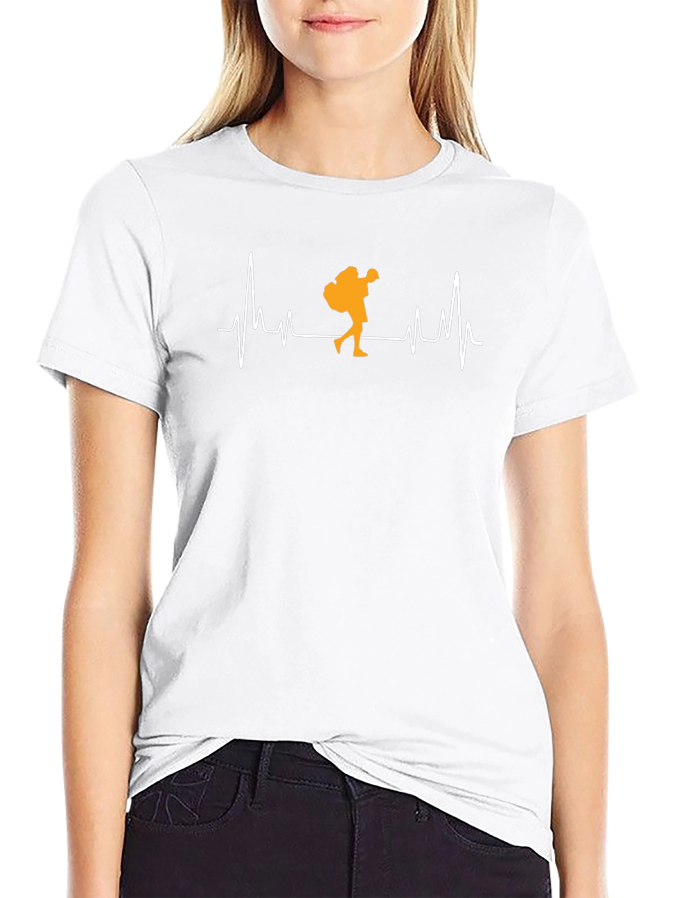 Hiker Heartbeat Graphic Tee - Black Cotton T-Shirt