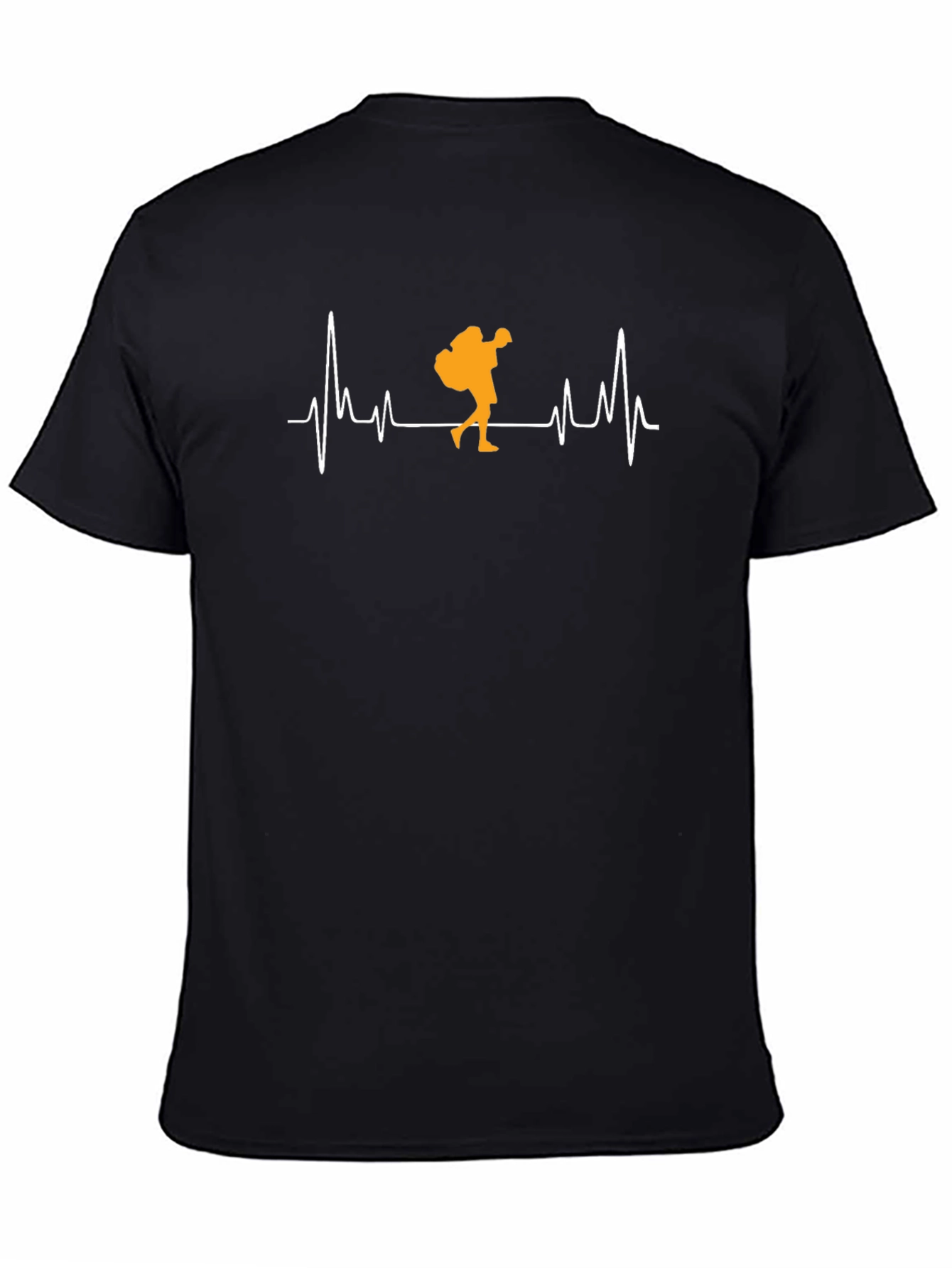 Hiker Heartbeat Graphic Tee - Black Cotton T-Shirt
