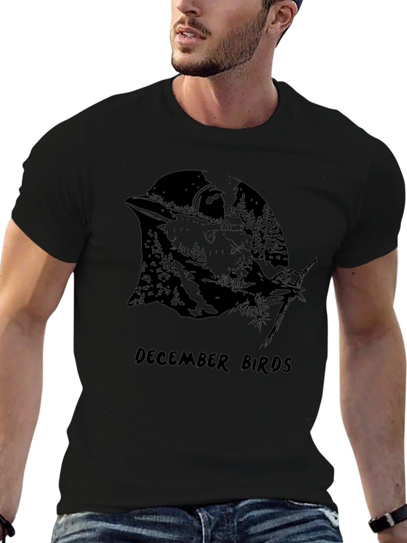 December Birds Graphic Tee - Unisex Black T-Shirt