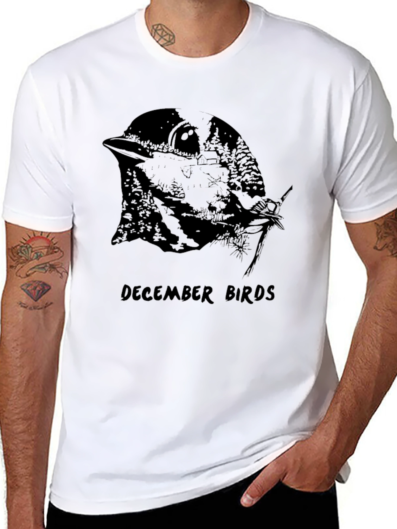 December Birds Graphic Tee - Unisex Black T-Shirt