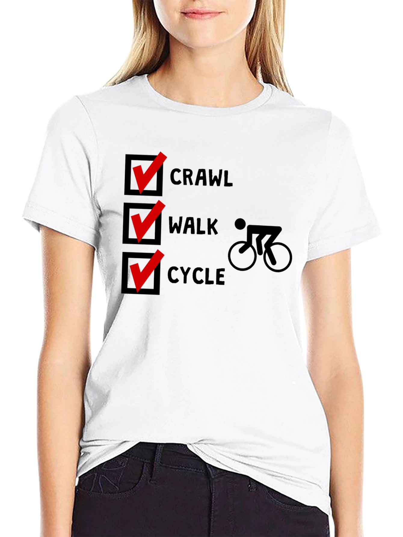 Crawl Walk Cycle T-Shirt - Sporty Black Tee