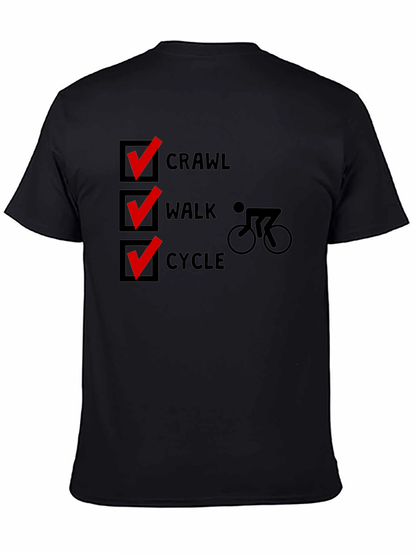 Crawl Walk Cycle T-Shirt - Sporty Black Tee