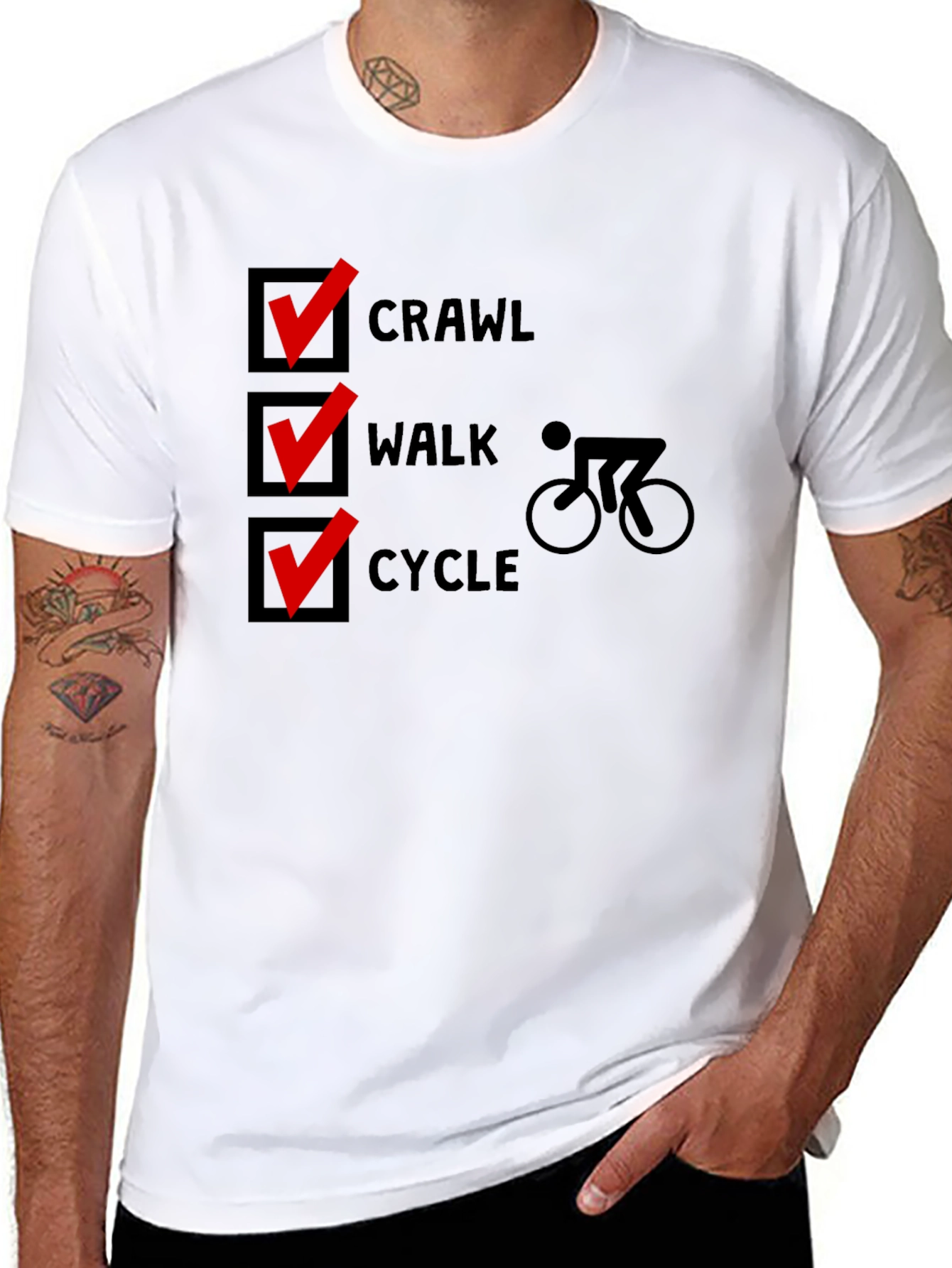 Crawl Walk Cycle T-Shirt - Sporty Black Tee