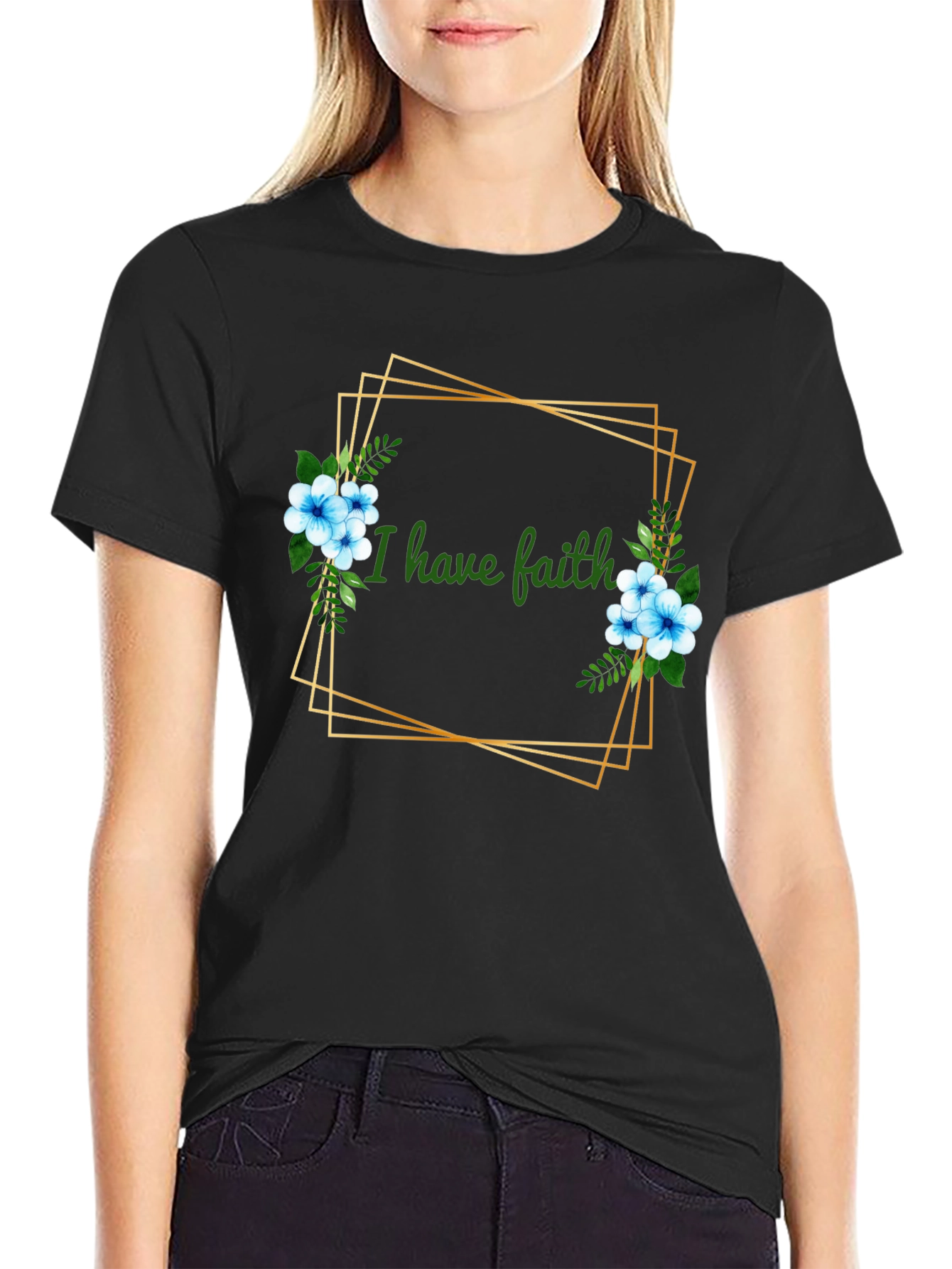 Faith Floral Graphic Tee - Black Unisex T-Shirt