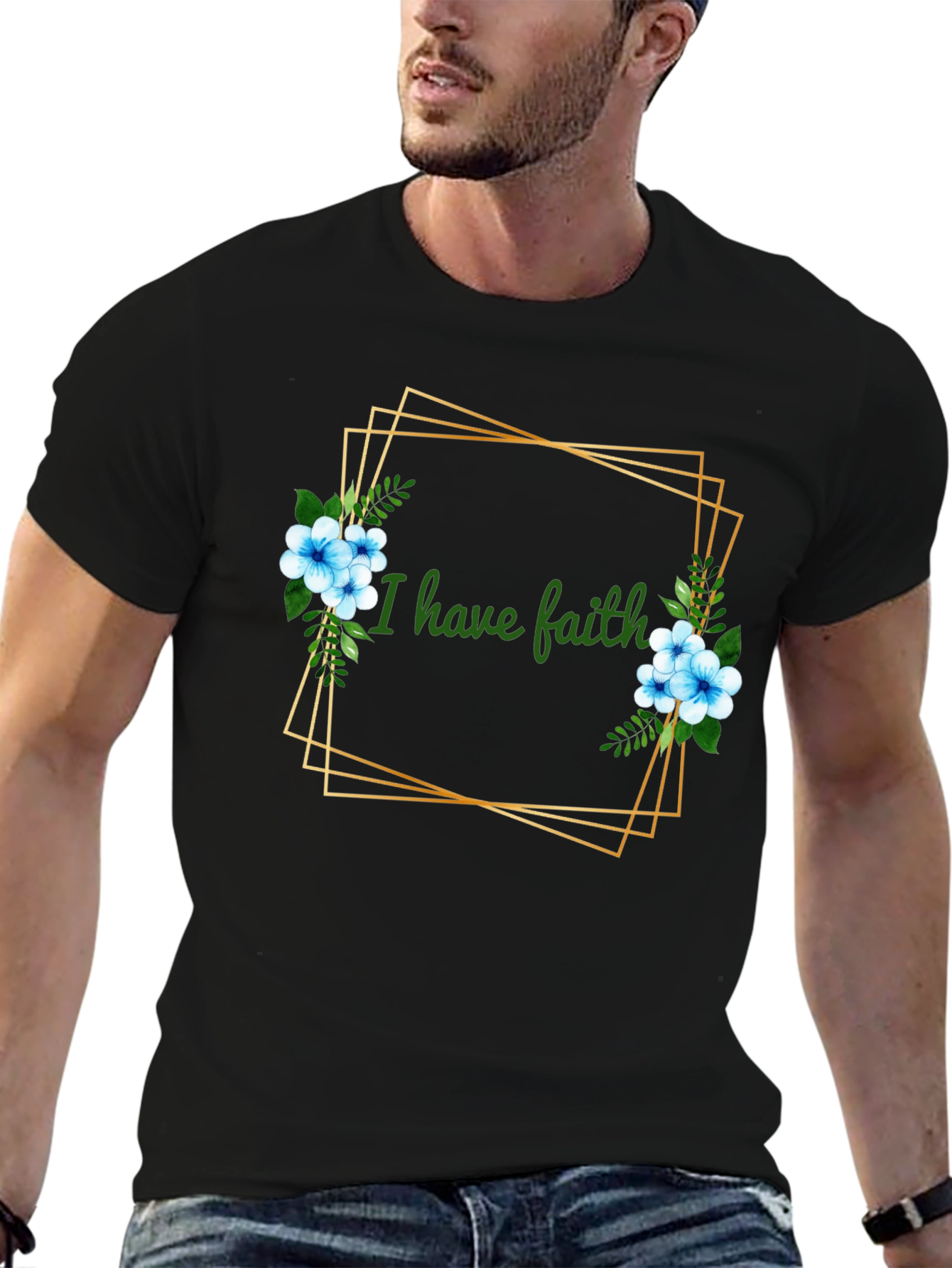 Faith Floral Graphic Tee - Black Unisex T-Shirt