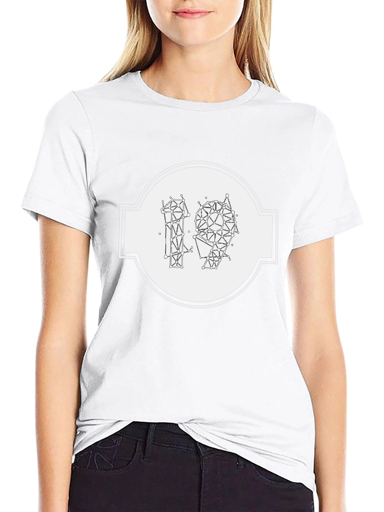 Abstract Geometric 19 Graphic Tee - Modern Black T-Shirt