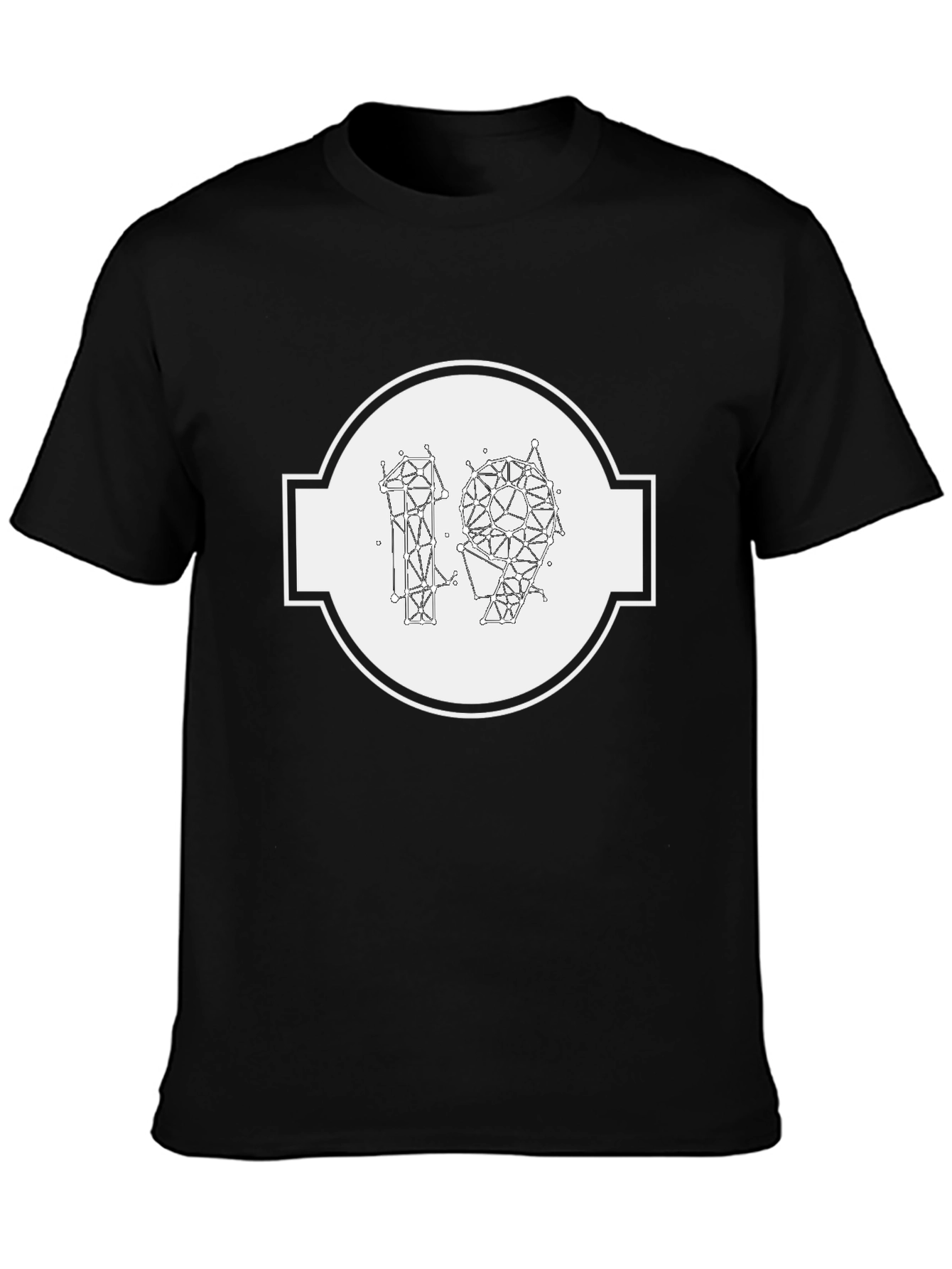 Abstract Geometric 19 Graphic Tee - Modern Black T-Shirt