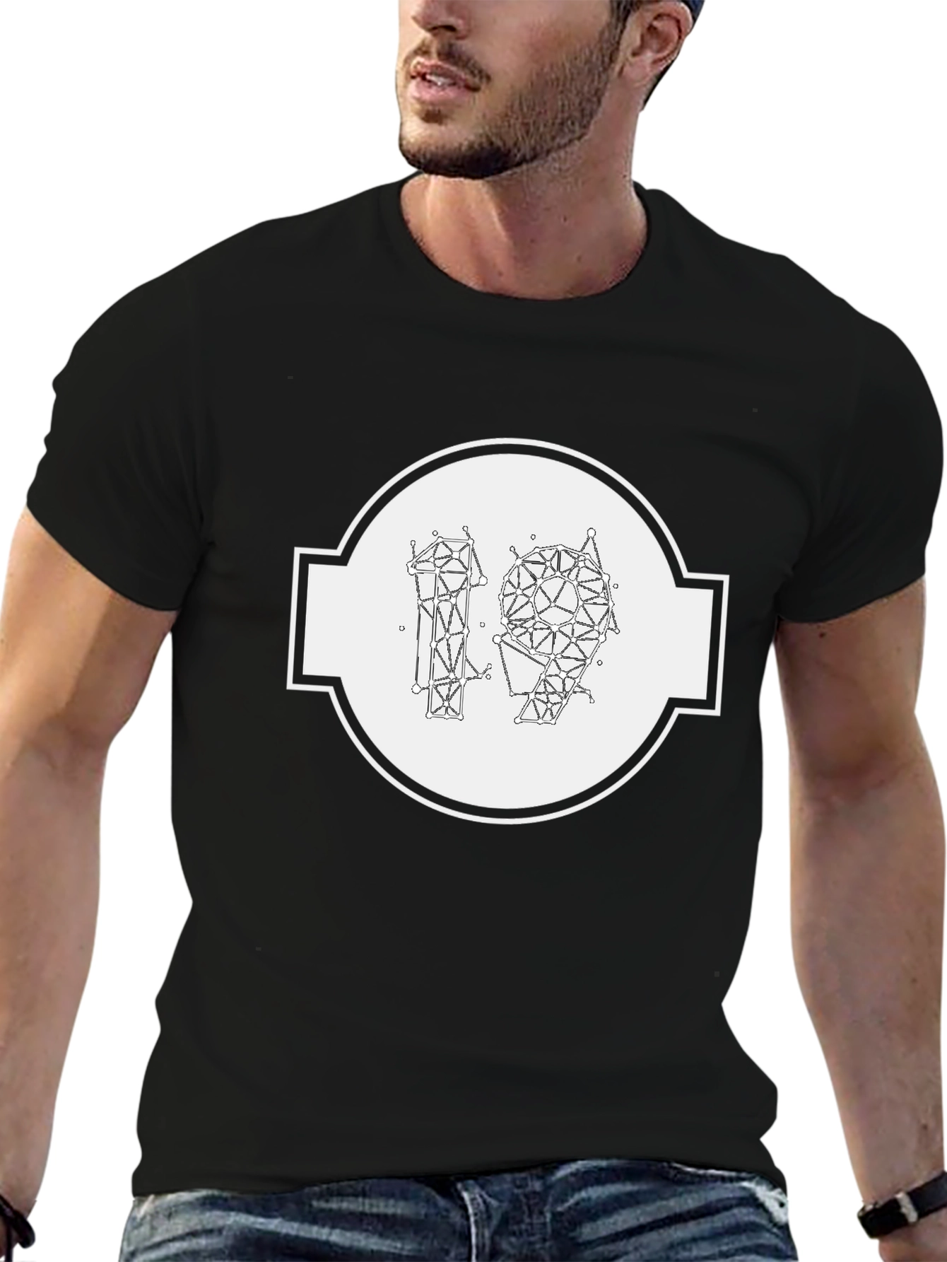 Abstract Geometric 19 Graphic Tee - Modern Black T-Shirt