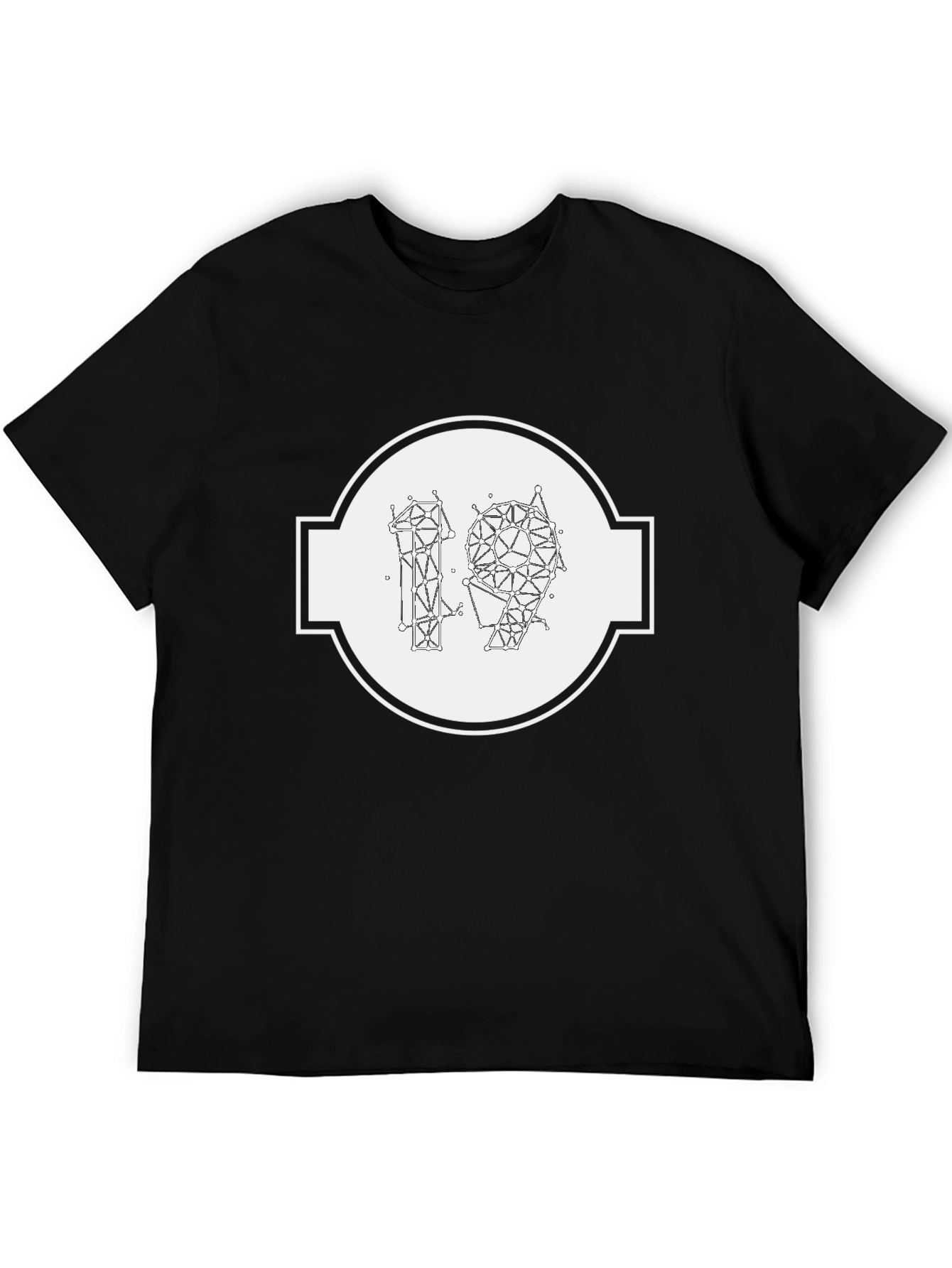 Abstract Geometric 19 Graphic Tee - Modern Black T-Shirt