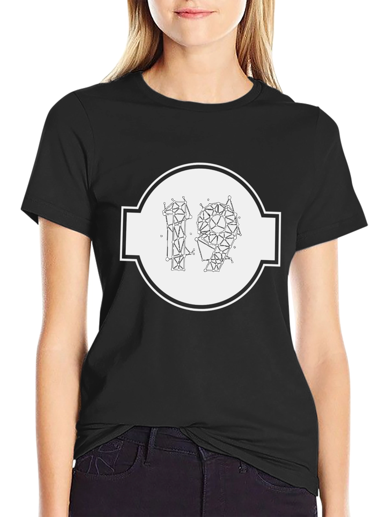Abstract Geometric 19 Graphic Tee - Modern Black T-Shirt
