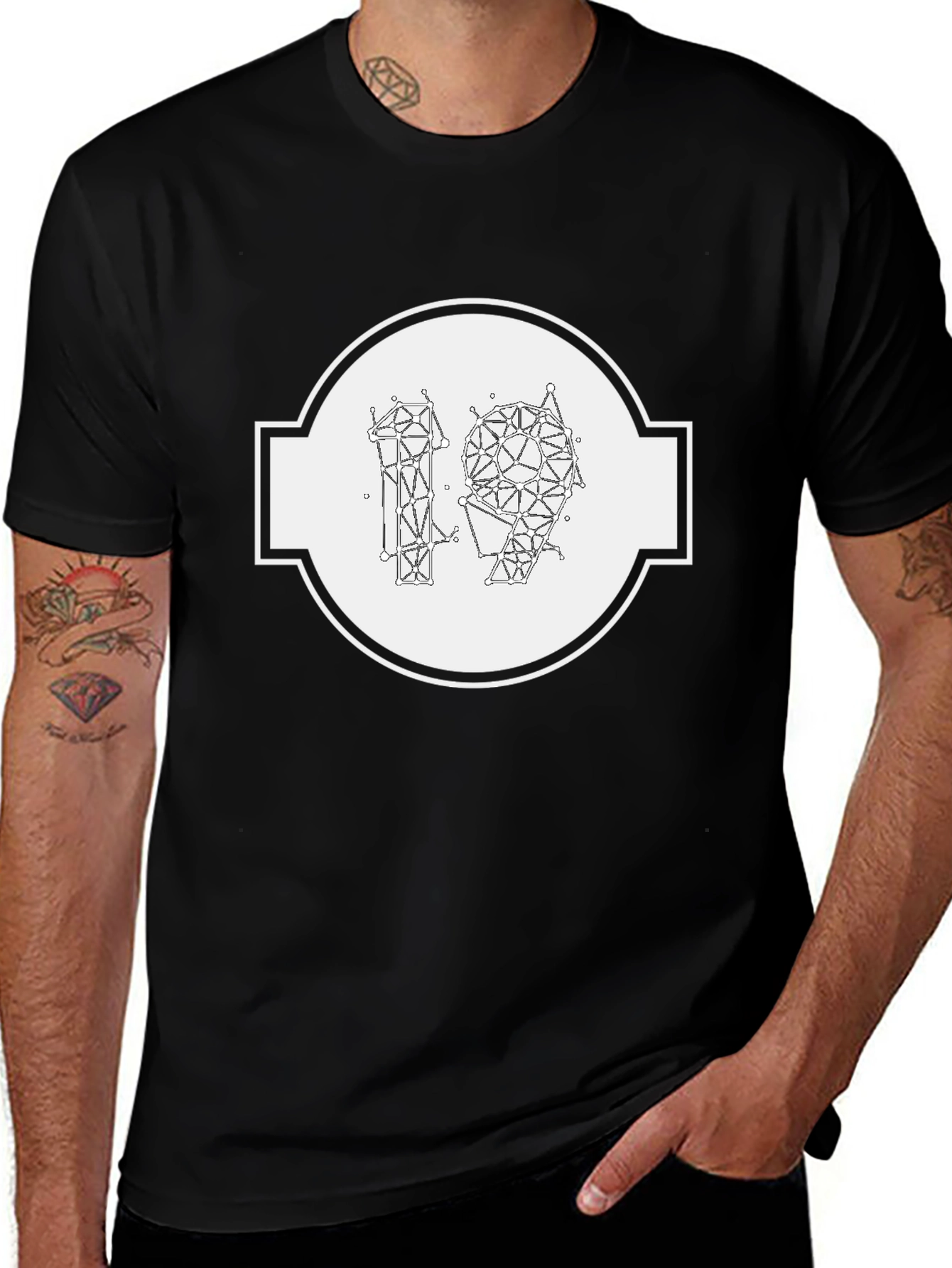 Abstract Geometric 19 Graphic Tee - Modern Black T-Shirt