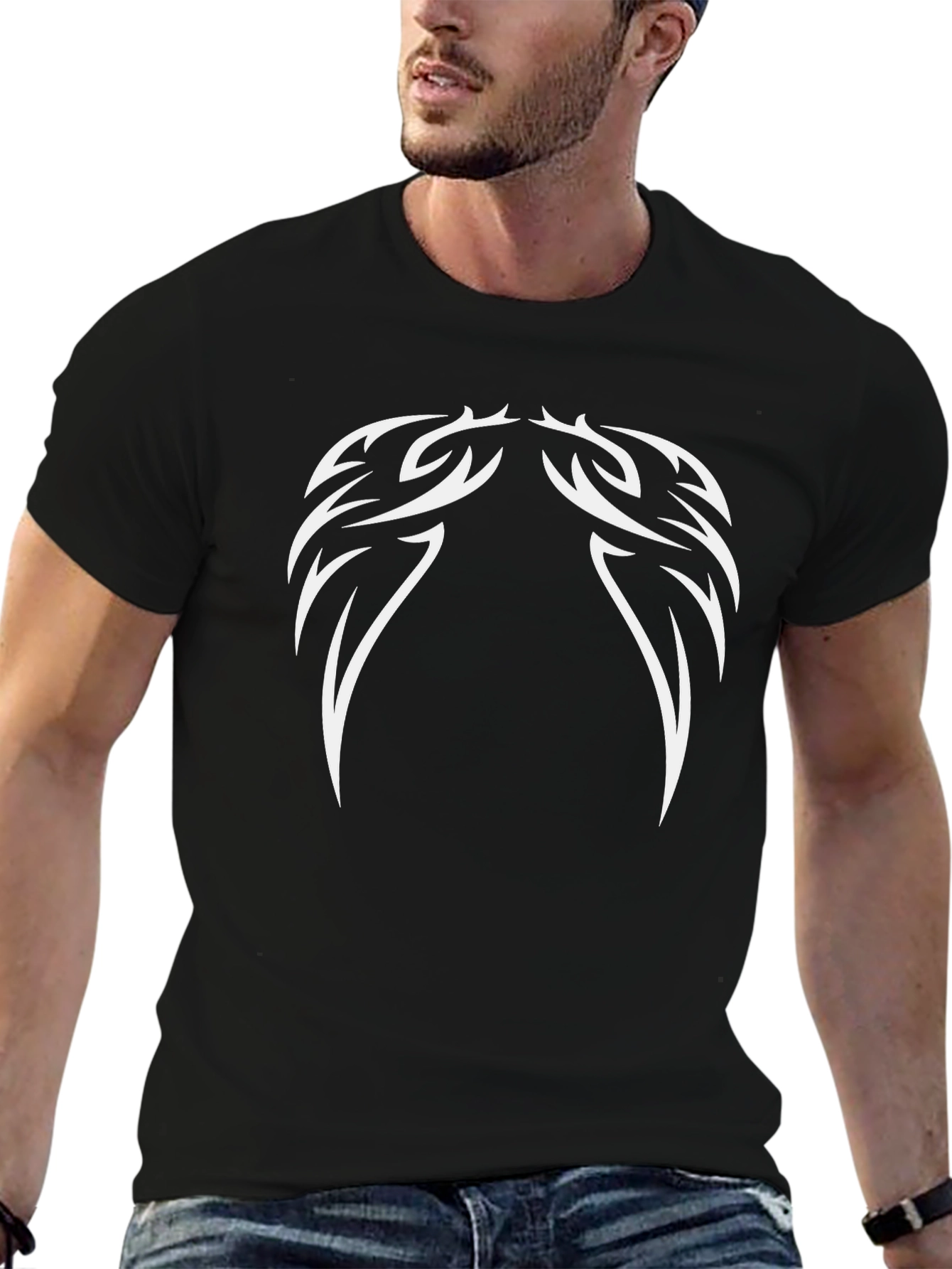 Tribal Graphic Black T-Shirt - Modern Casual Wear
