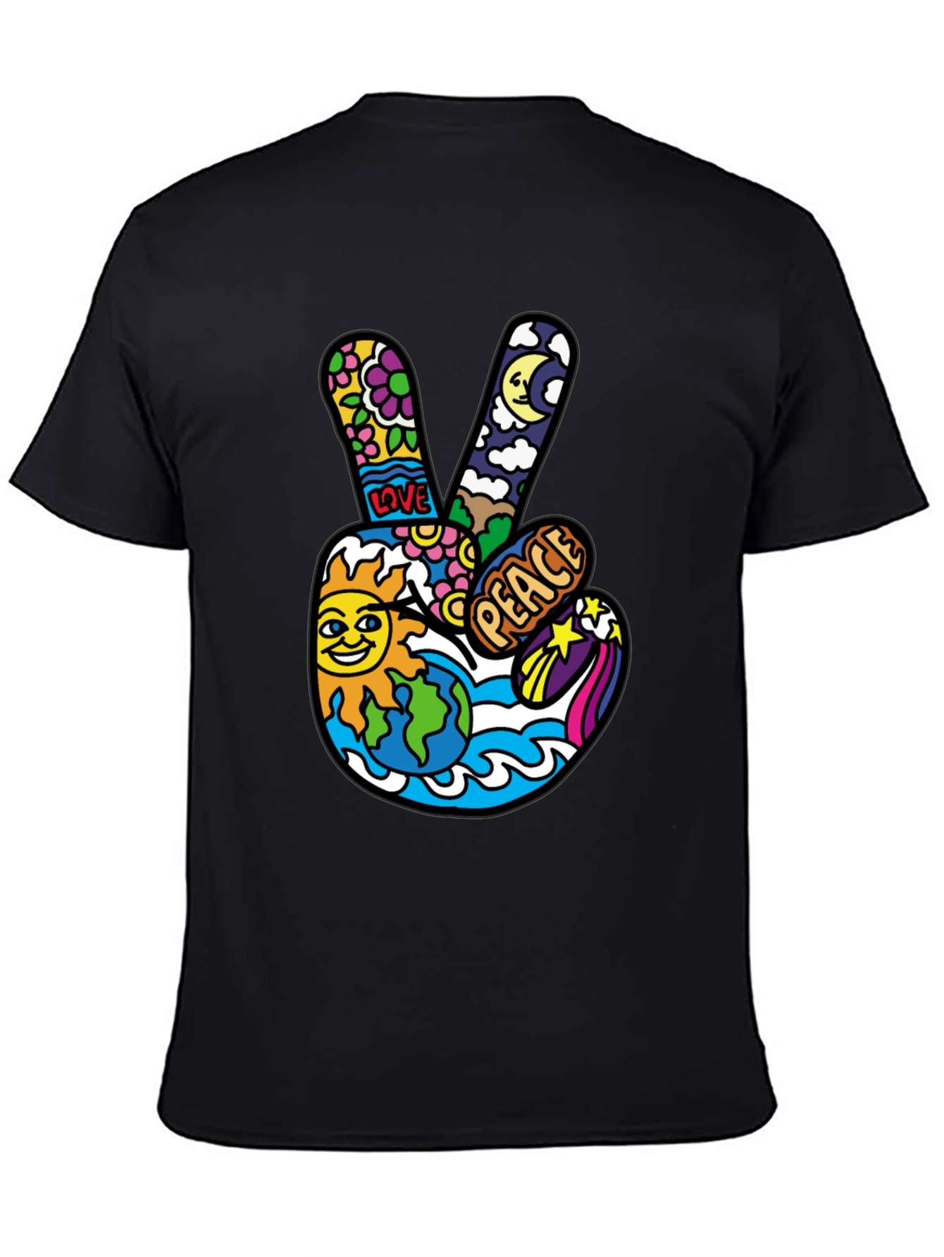 Hippie Peace Sign Graphic Tee - Retro Vibe