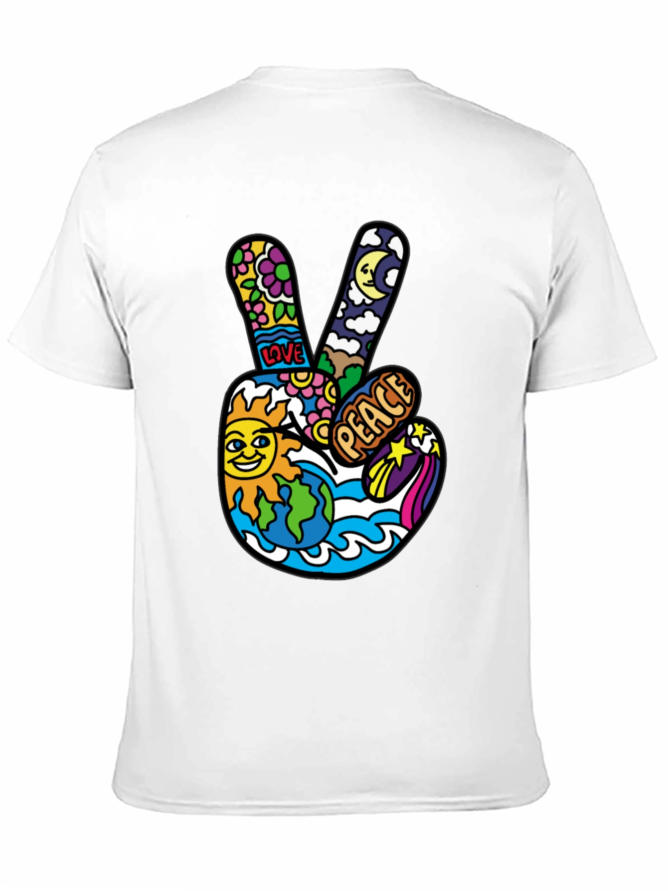 Hippie Peace Sign Graphic Tee - Retro Vibe